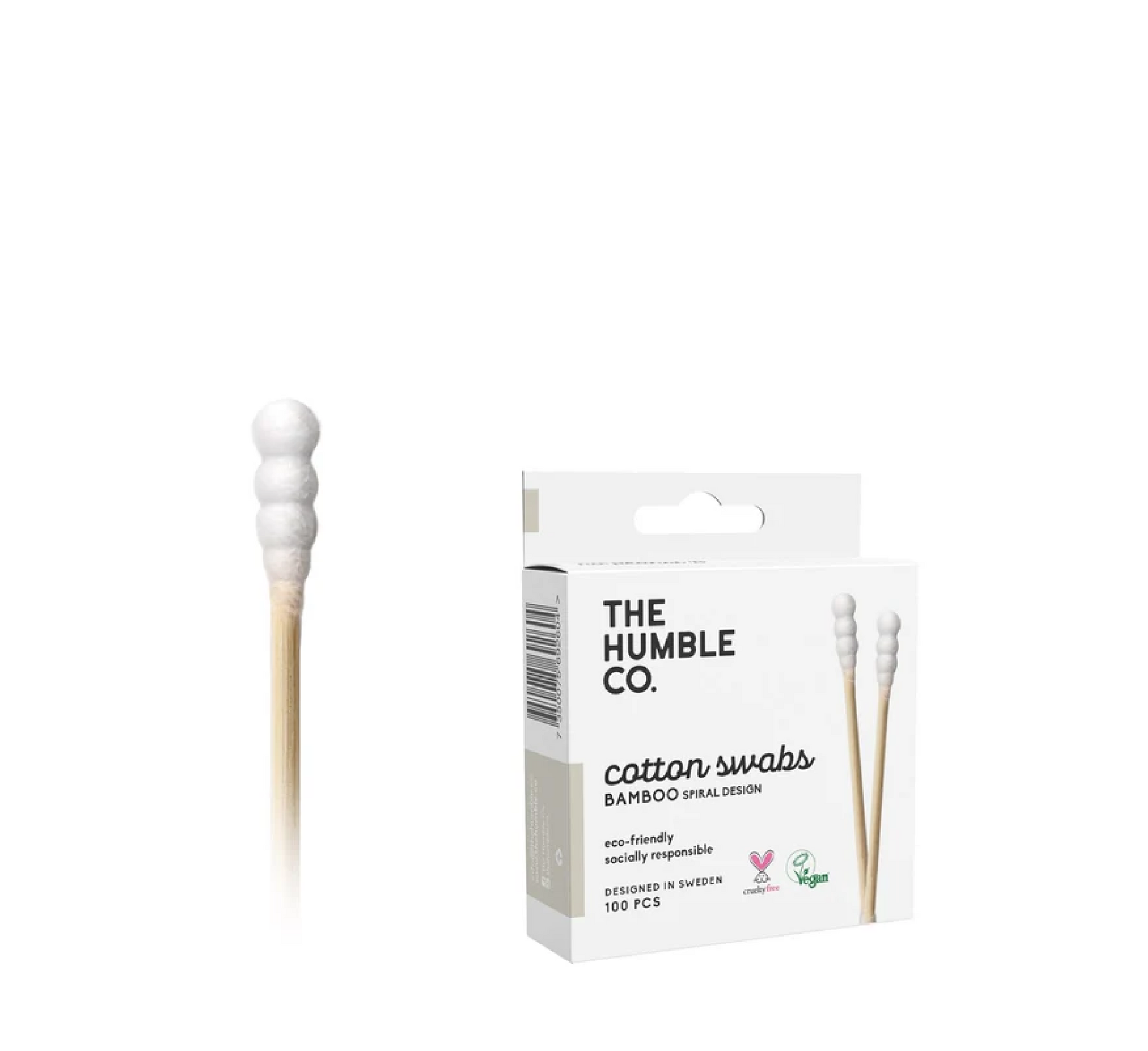 Tampona pambuku natyral Humble me dizajn spiral prej bambuje *100 copë