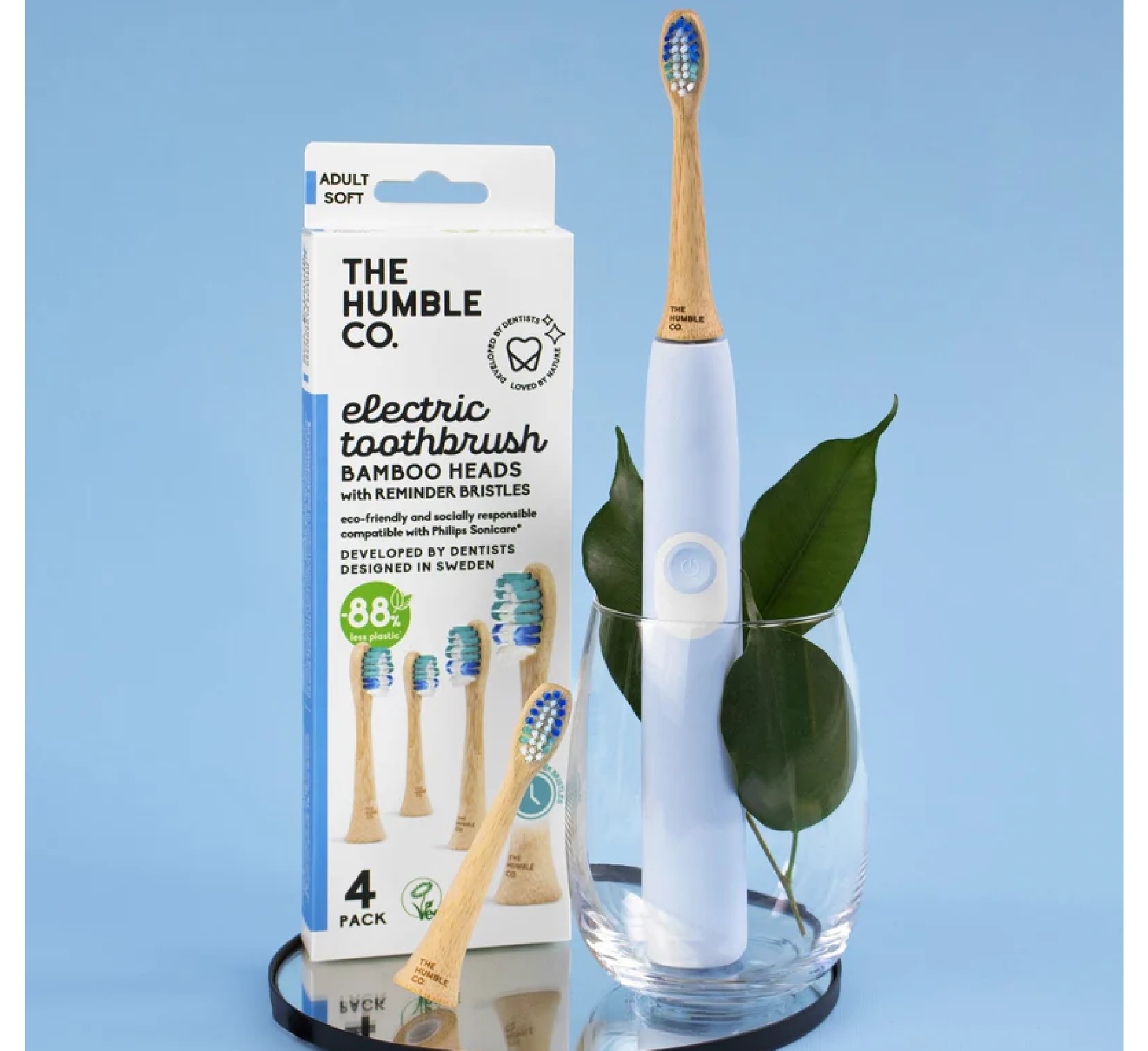 Humble Philips Sonicare Electrical Toothbrush Bamboo Heads with Reminder Bristles Soft *4pcs