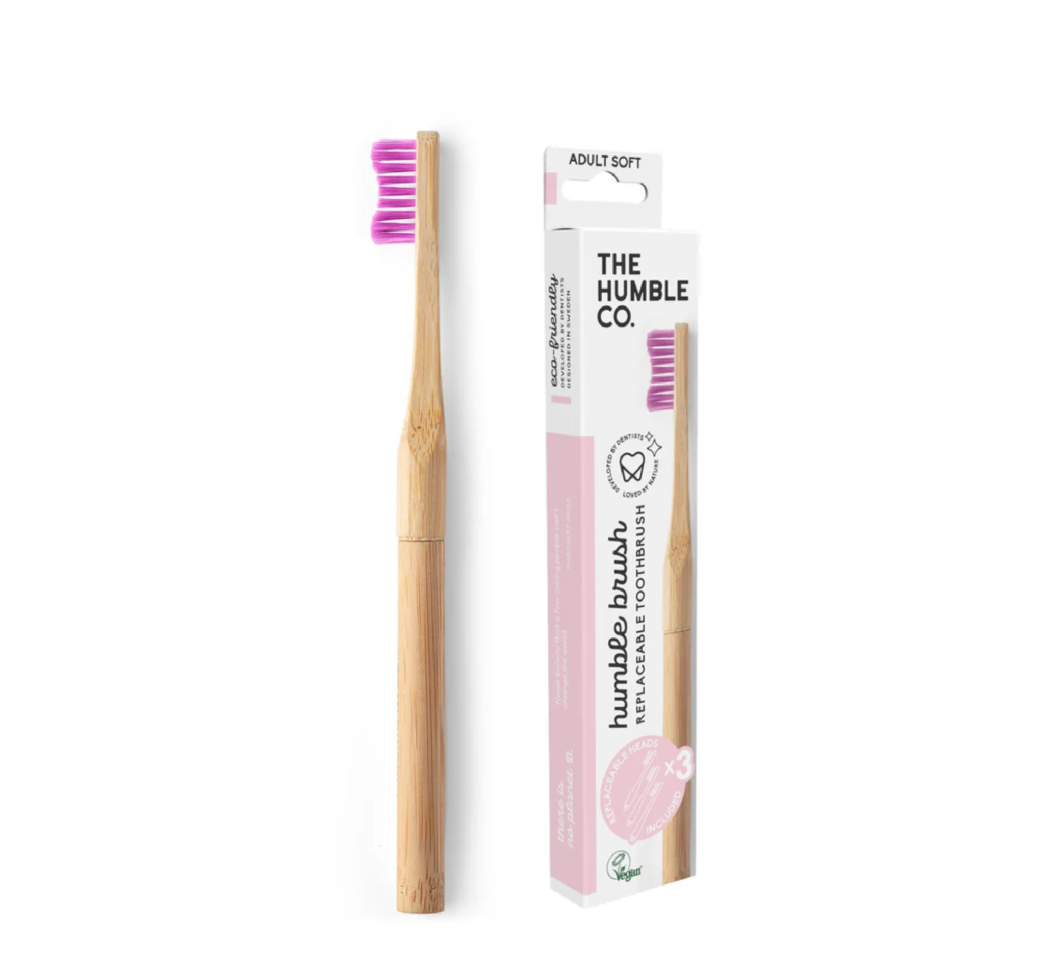 Humble Brush Replaceable Toothbrush Adult Soft (x3 Heads)