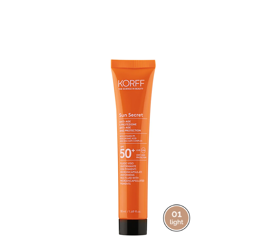 Korff Sun Secret униформирачки флуид за лице 01 Light SPF50+ (*50 мл)