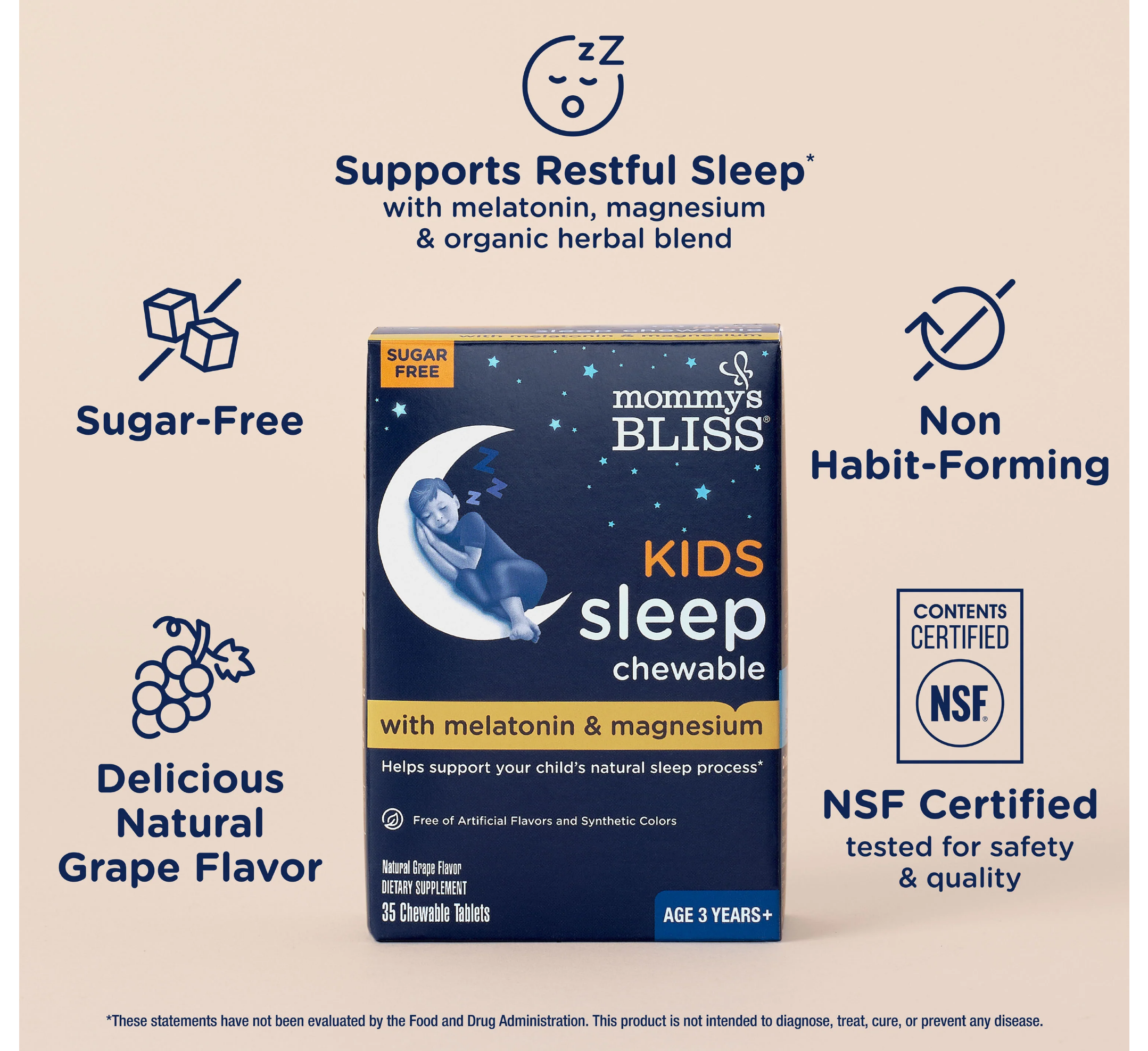 Kids Sleep Chewable with Melatonin & Magnesium 3vjec+ (*35tab)