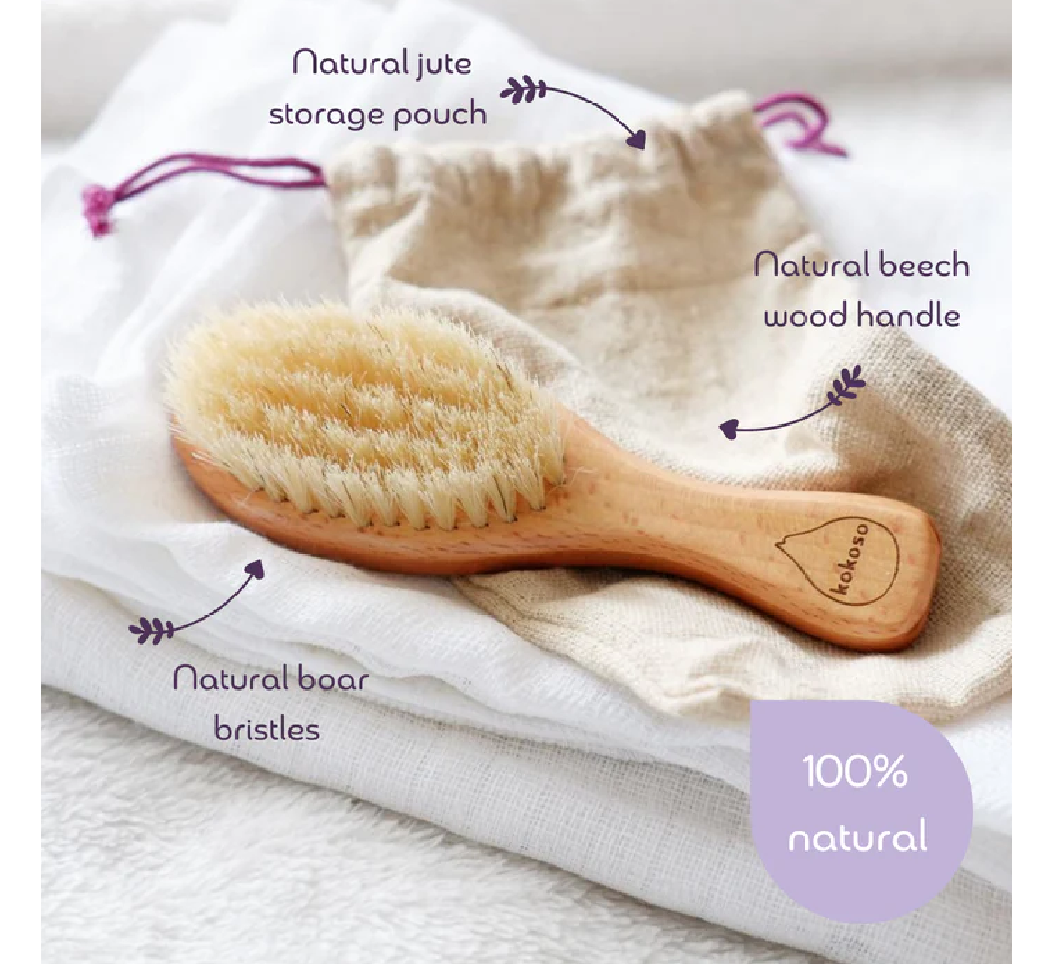 Kokoso Natural Baby Wood Hairbrush