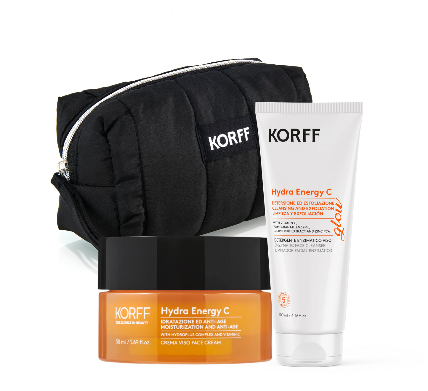 Korff Set - Hydra Energy C (Face Cleanser + Face Cream) + Black Pouch (Gift)