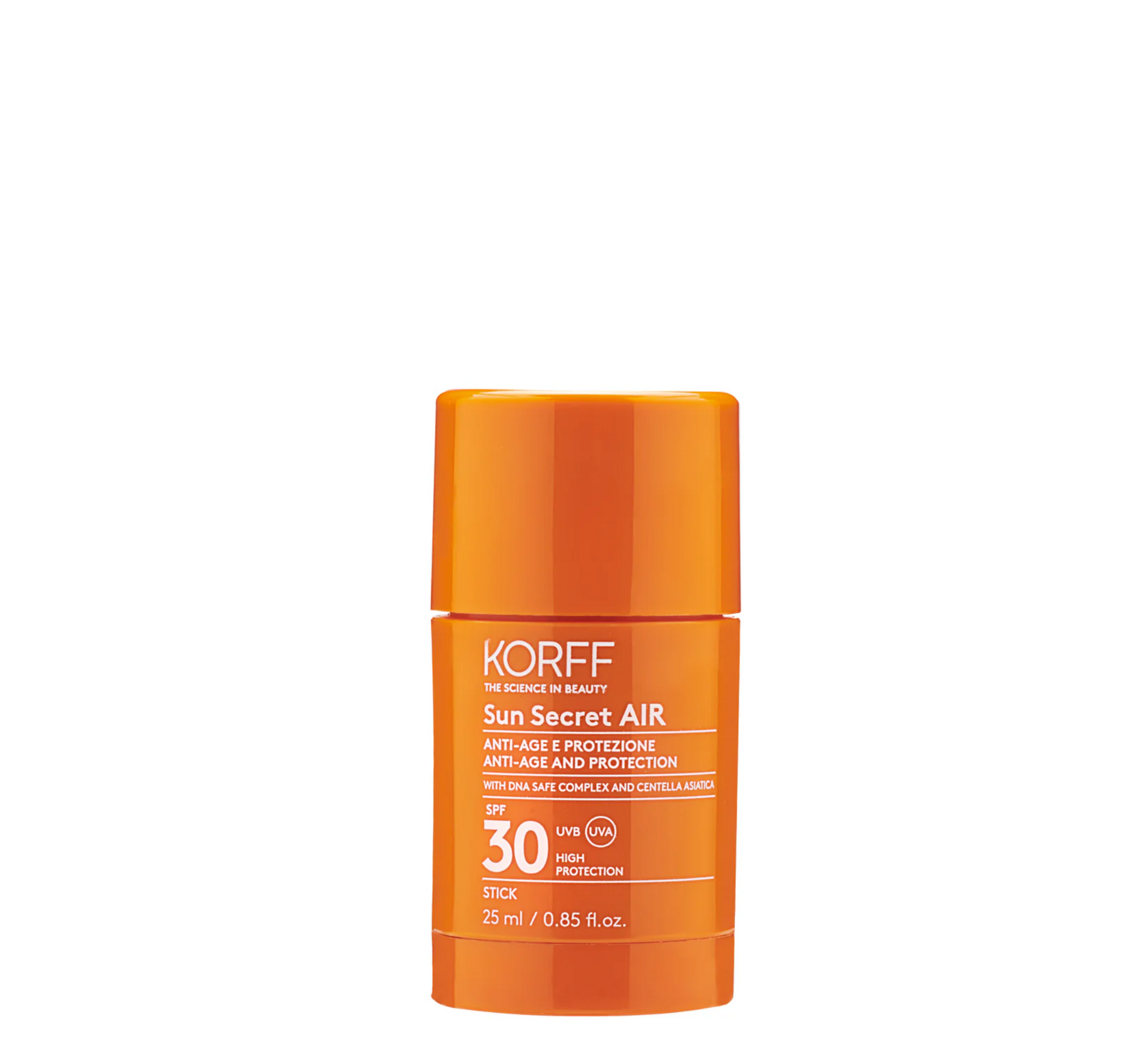 Korff Sun Secret Air Stick Spf30, pastrues me krem për fytyrën Korff Sun Secret Air Stick, për fytyrën me ngjyrë të kuqe, me spf30.