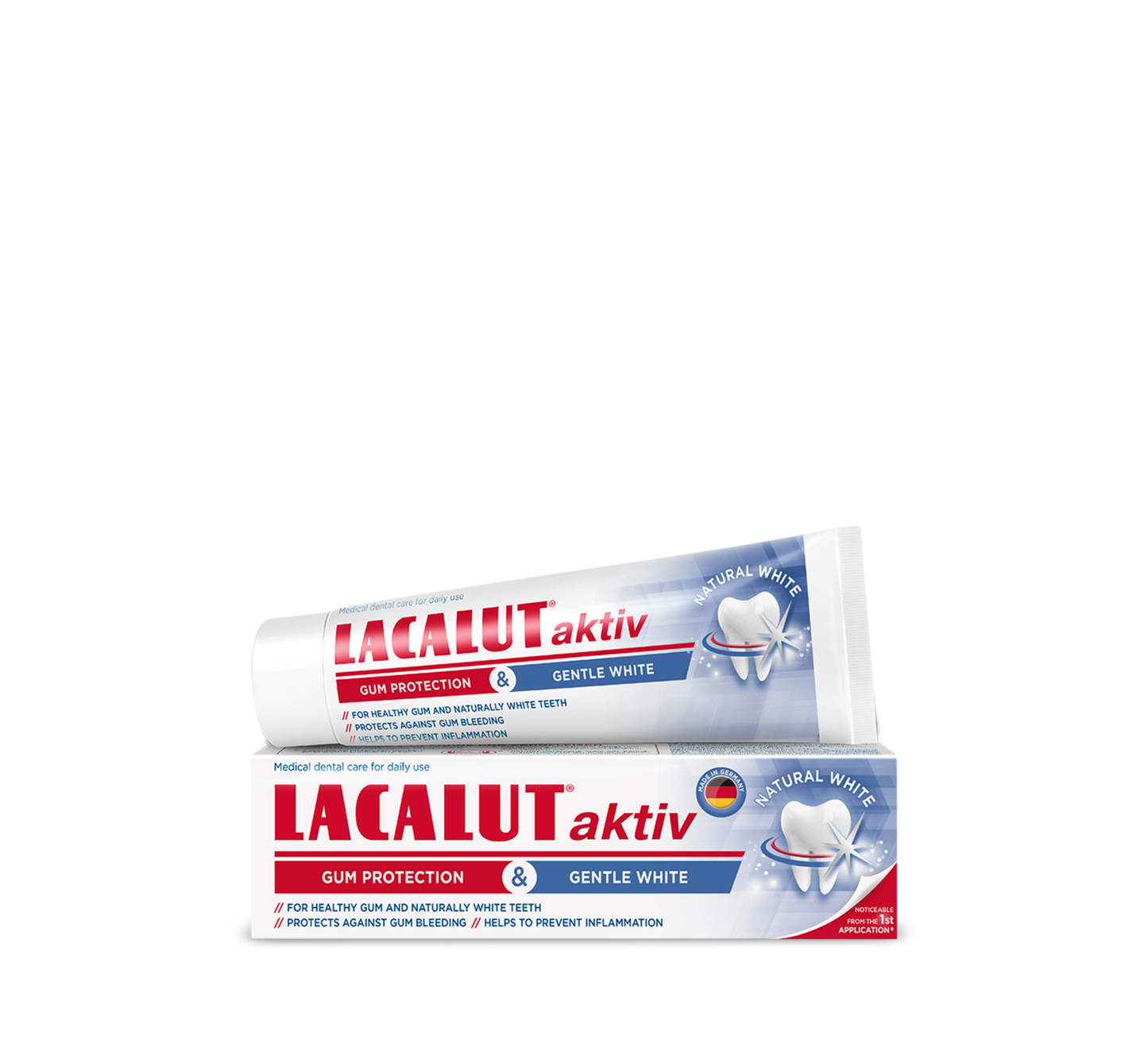 Lacalut Aktiv Mbrojtje e Mishrave të Dhëmbëve dhe Pastë Dhëmbësh e Bardhë e Butë *75ml