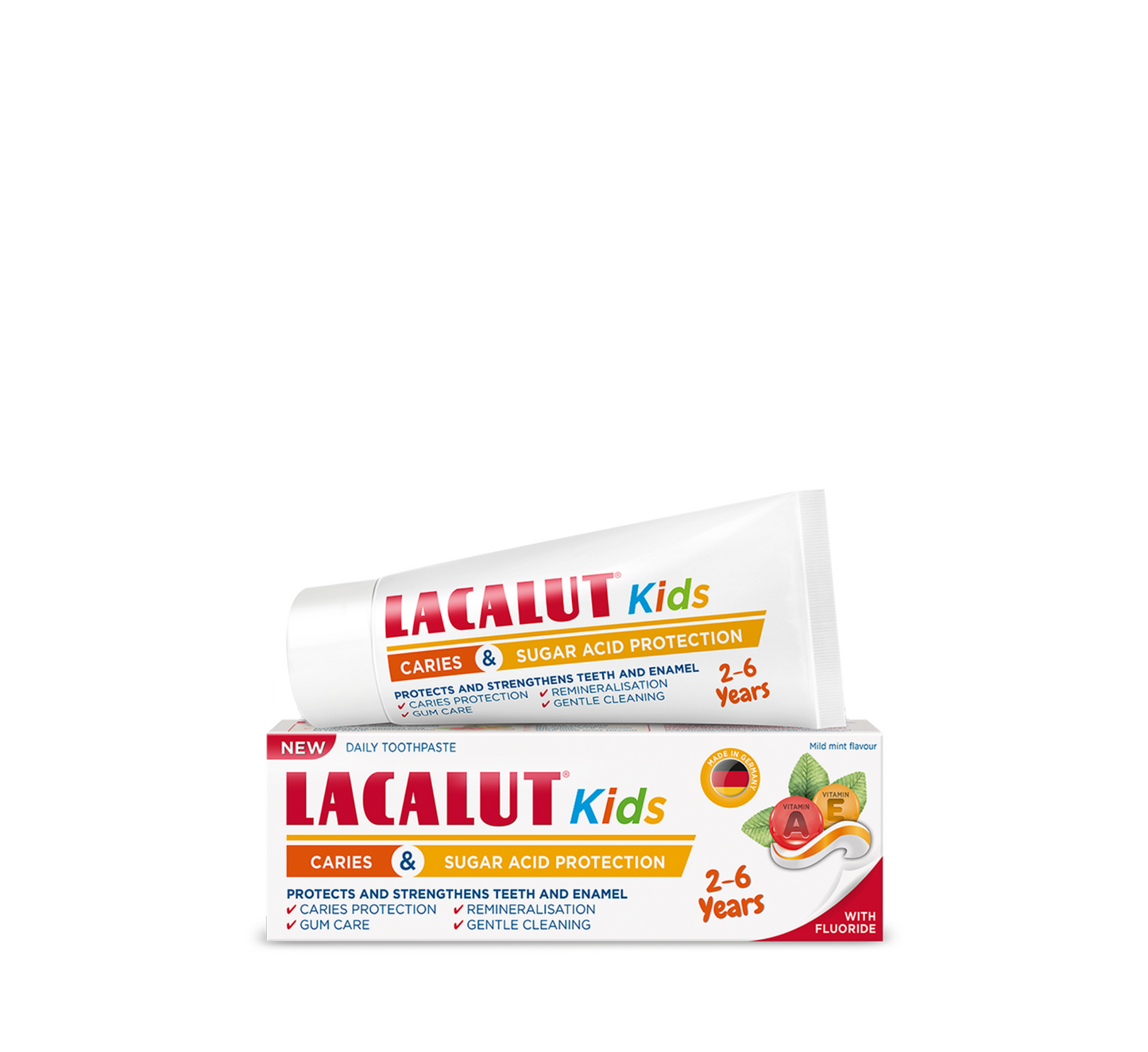 Pastë dhëmbësh Lacalut Kids për mbrojtje nga kariesi dhe acidi i sheqerit 2-6 vjeç *55ml