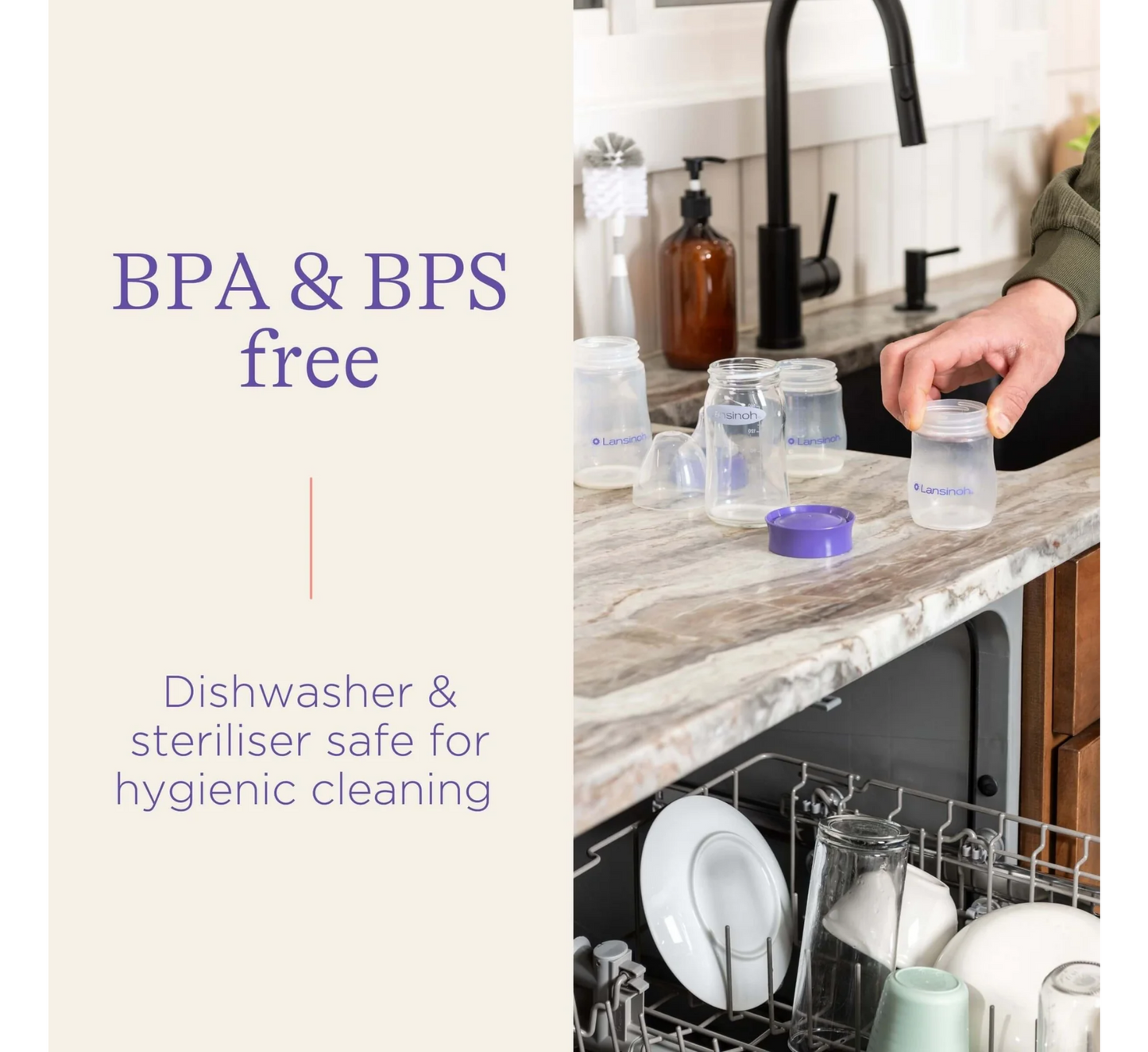 Shishe Lansinoh për Ruajtjen e Qumështit të Gjirit (4 x 160ml)