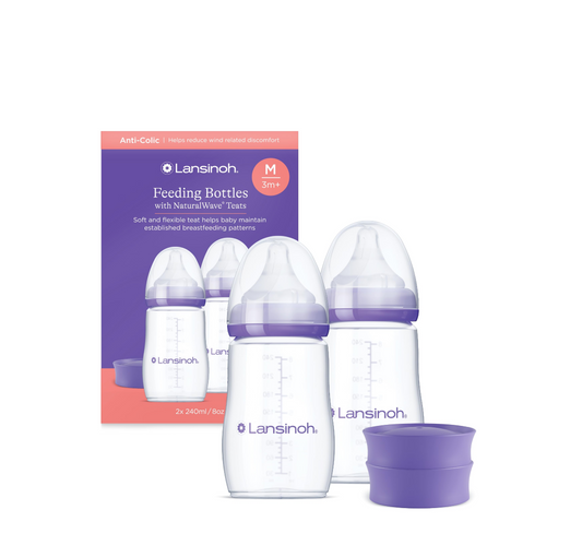Lansinoh Feeding Bottles Set with NaturalWave Teats 3 M+ (*240ml) - 2pcs