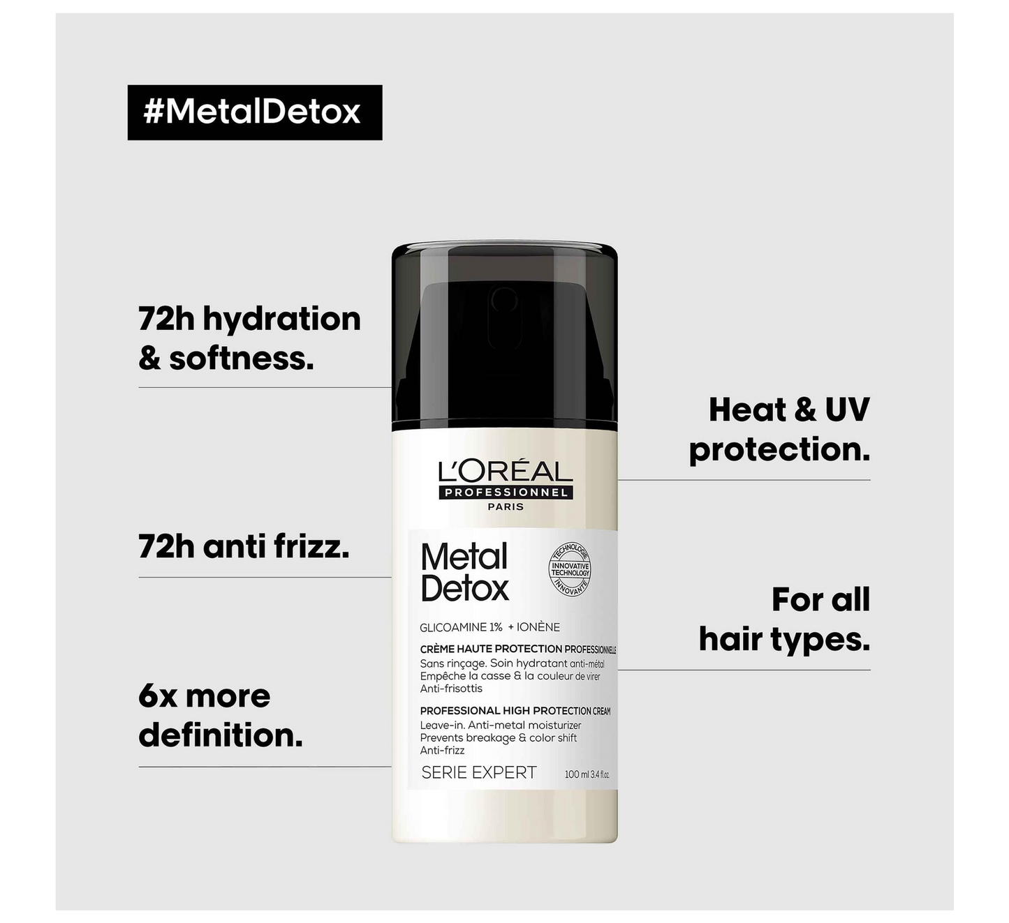 Loreal Professionel Metal Detox Anti-metal High Protection Cream Leave in Moisturizer *100ml