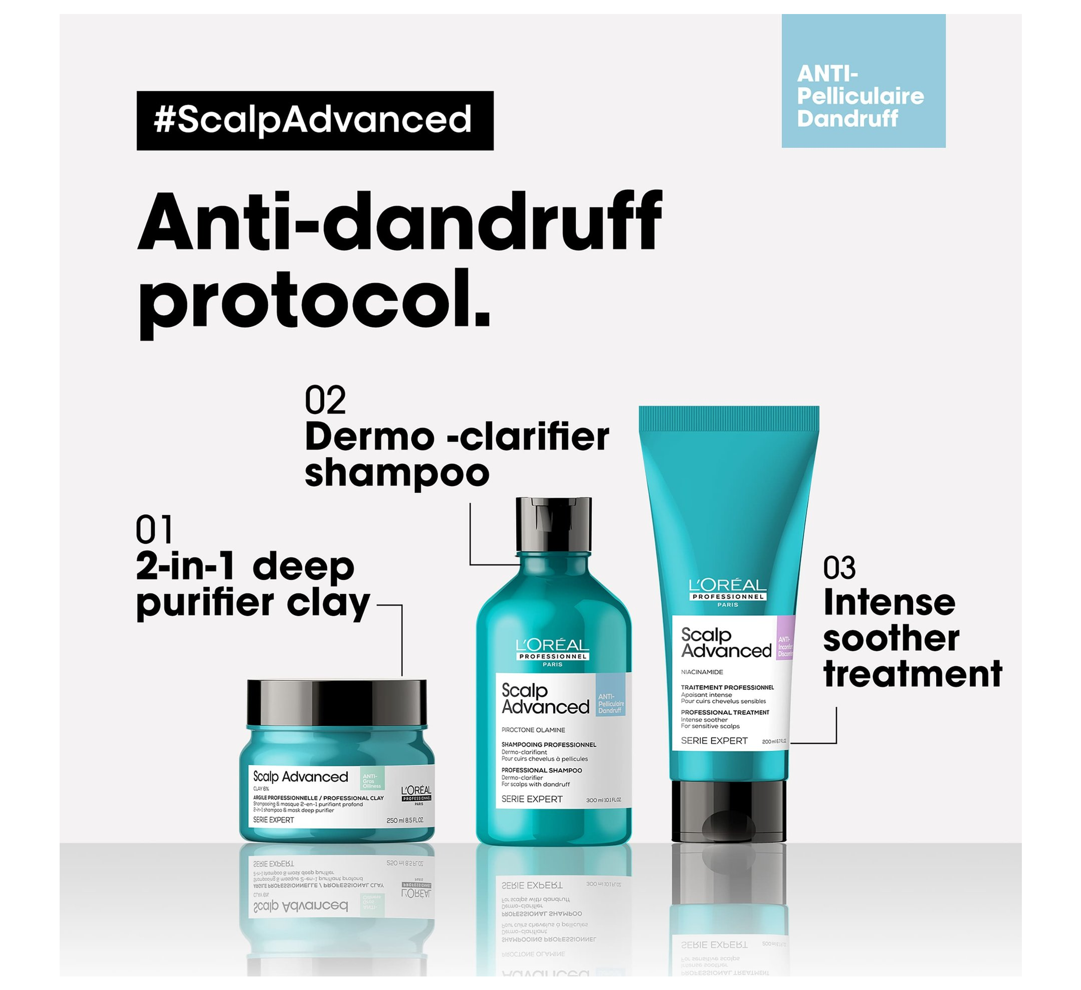 Loreal Professionel Scalp Advanced Anti-Dandruff Dermo-Clarifier Shampoo *300ml