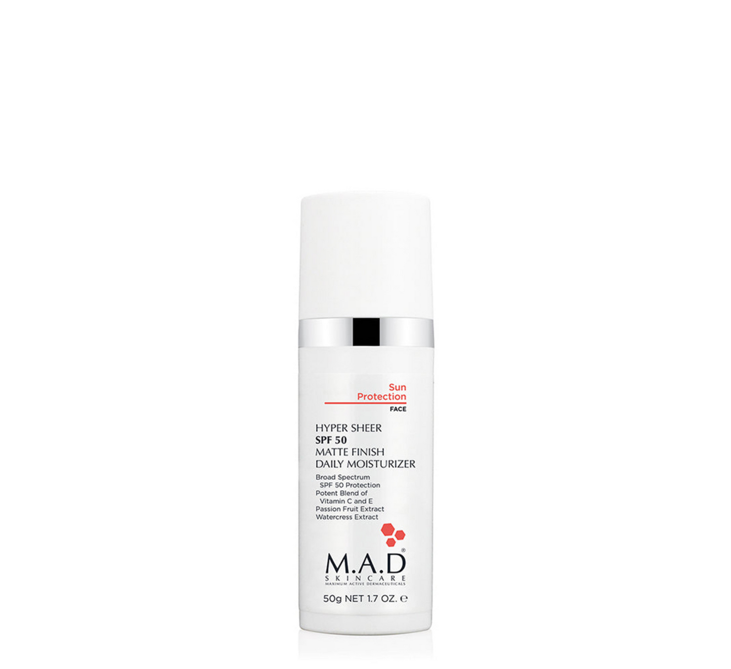 Krem hidratues për përdorim të përditshëm MAD Sun Protection Hyper Sheer Spf 50 me përfundim mat *50ml