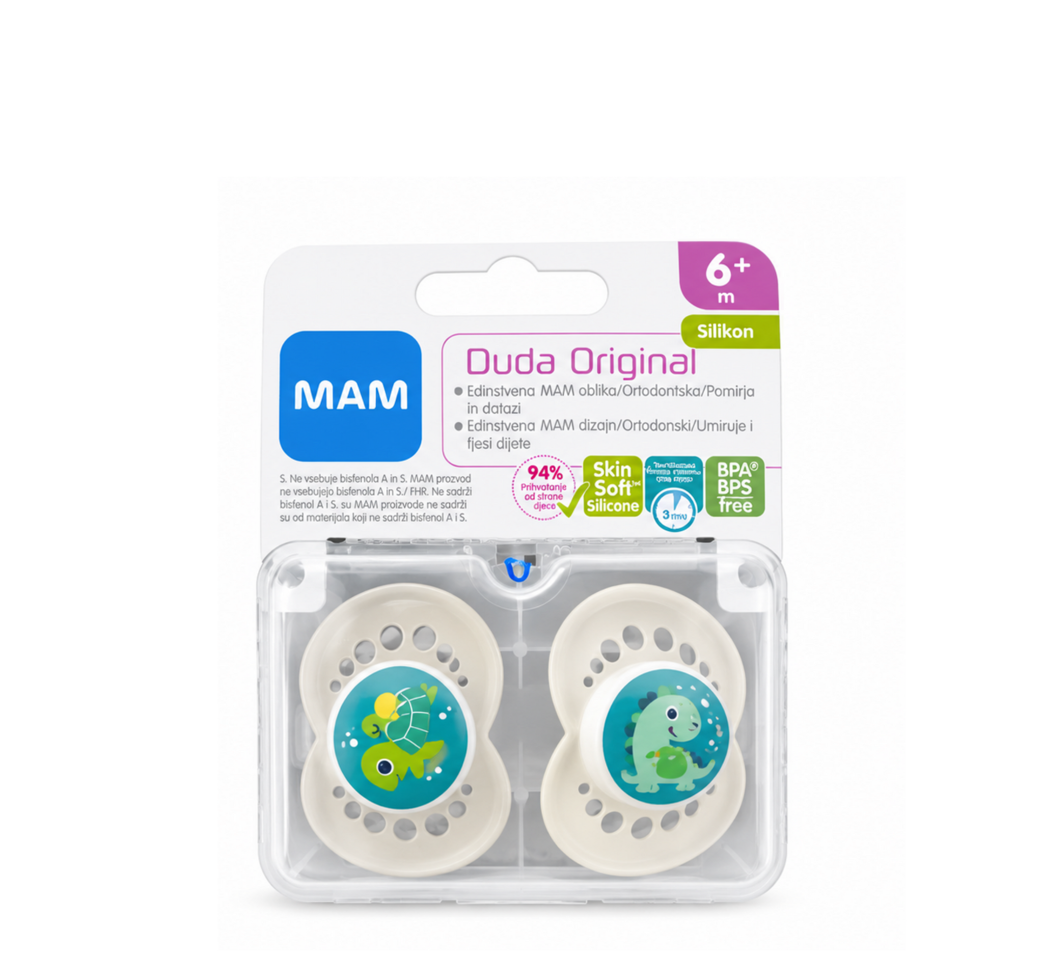 MAM Duda Original Sea World Silicone Pacifier 6 Months+ *2 Pack