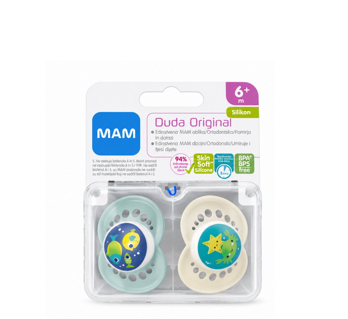 MAM Duda Original Sea World Silicone Pacifier 6 Months+ *2 Pack