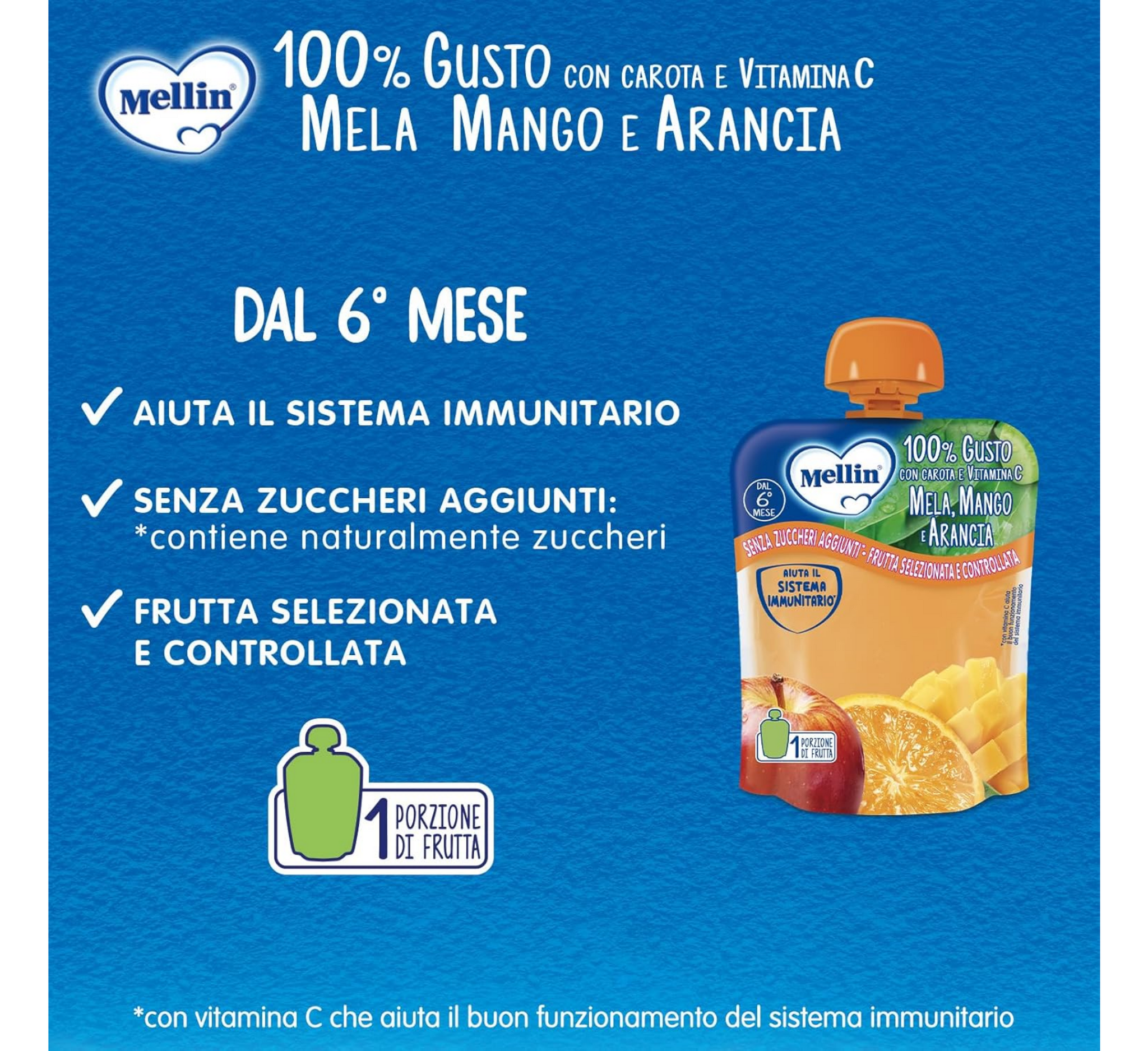 Мелин Меренда ди Фрута 100% Arancia e Mango торбичка (чиста) *90 гр