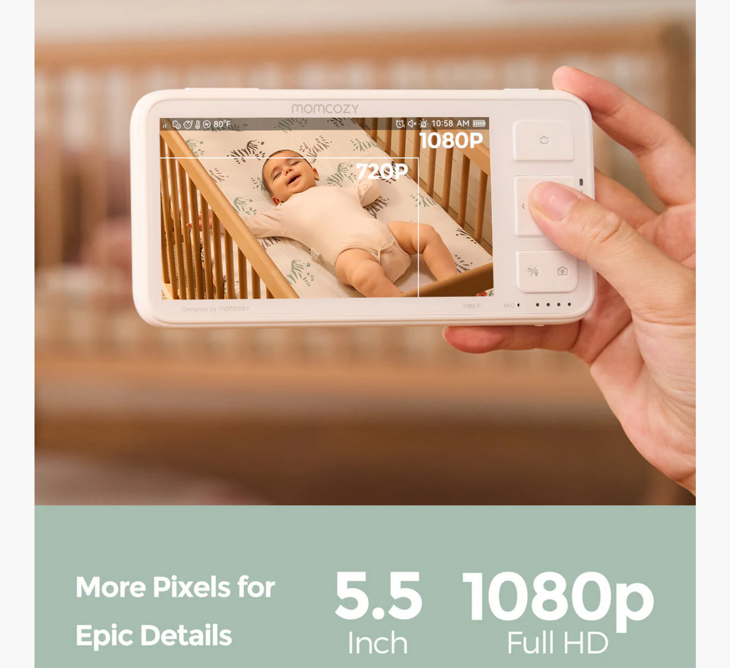 Monitor për foshnje me video dhe HD të plotë Momcozy BM03 5.5 inç