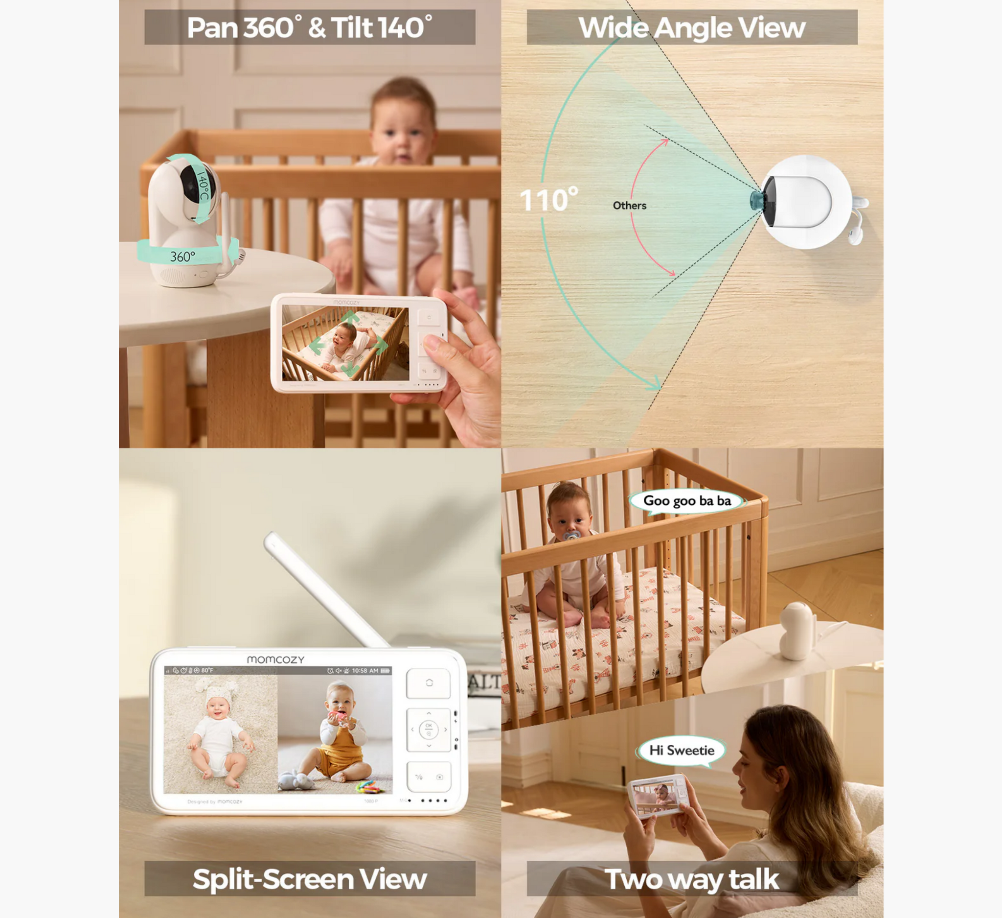 Monitor për foshnje me video dhe HD të plotë Momcozy BM03 5.5 inç