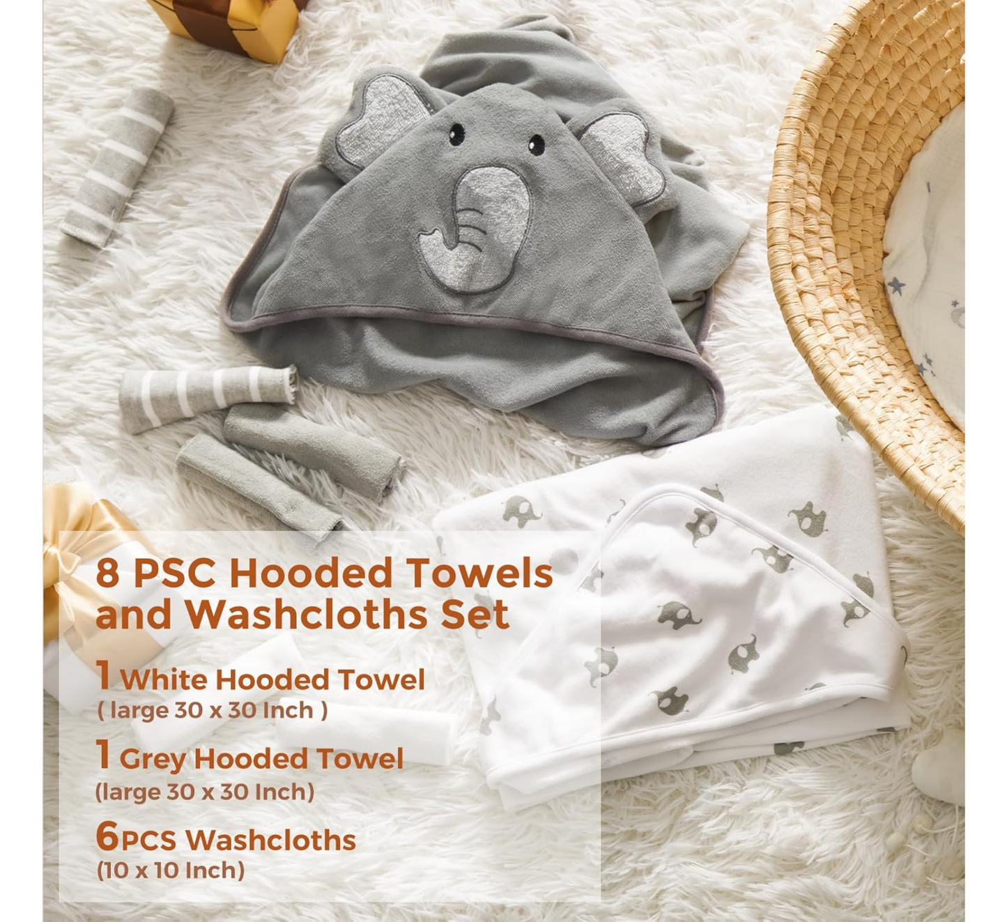 Set peshqirësh dhe pecetash me kapuç për bebe Momcozy