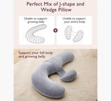 Momcozy Comfortable F Shaped Pregnancy Pillow with Adjustable Wedge