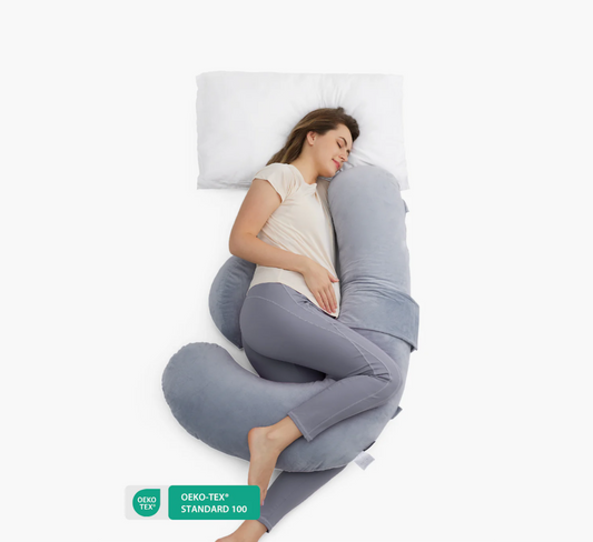 Momcozy Comfortable F Shaped Pregnancy Pillow with Adjustable Wedge