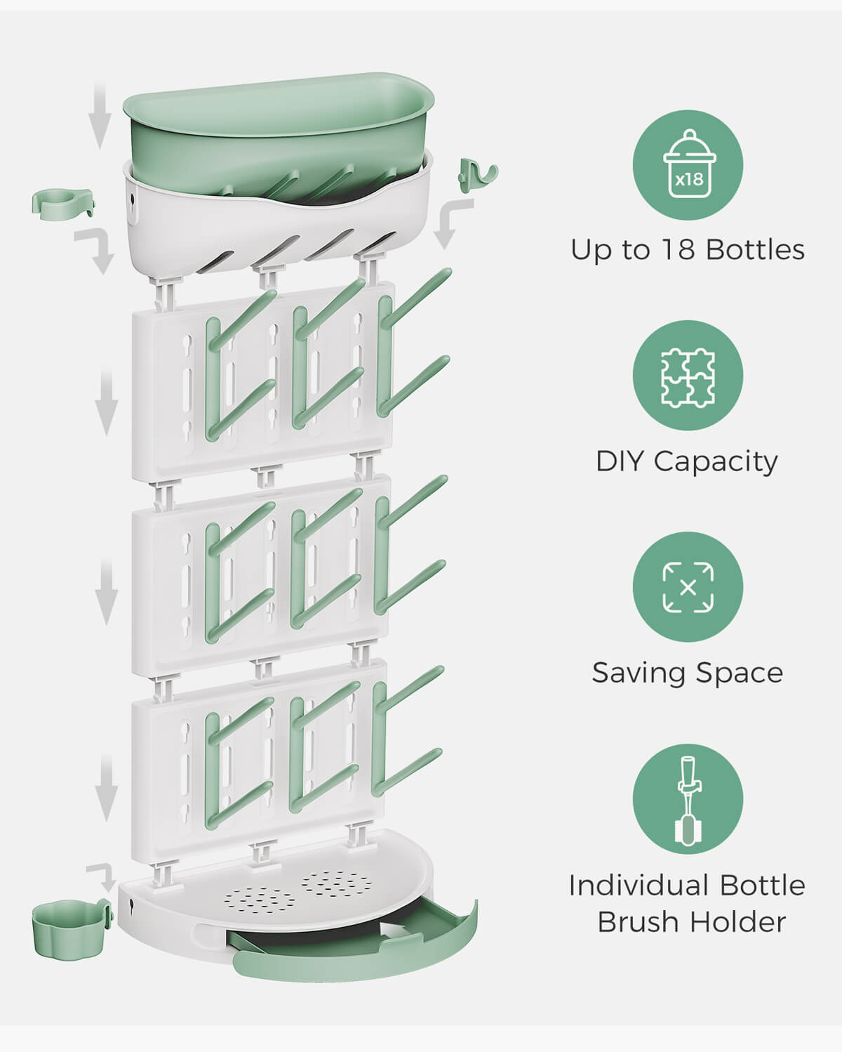 Momcozy DIY Larger Bottle Drying Rack for 18 Bottles