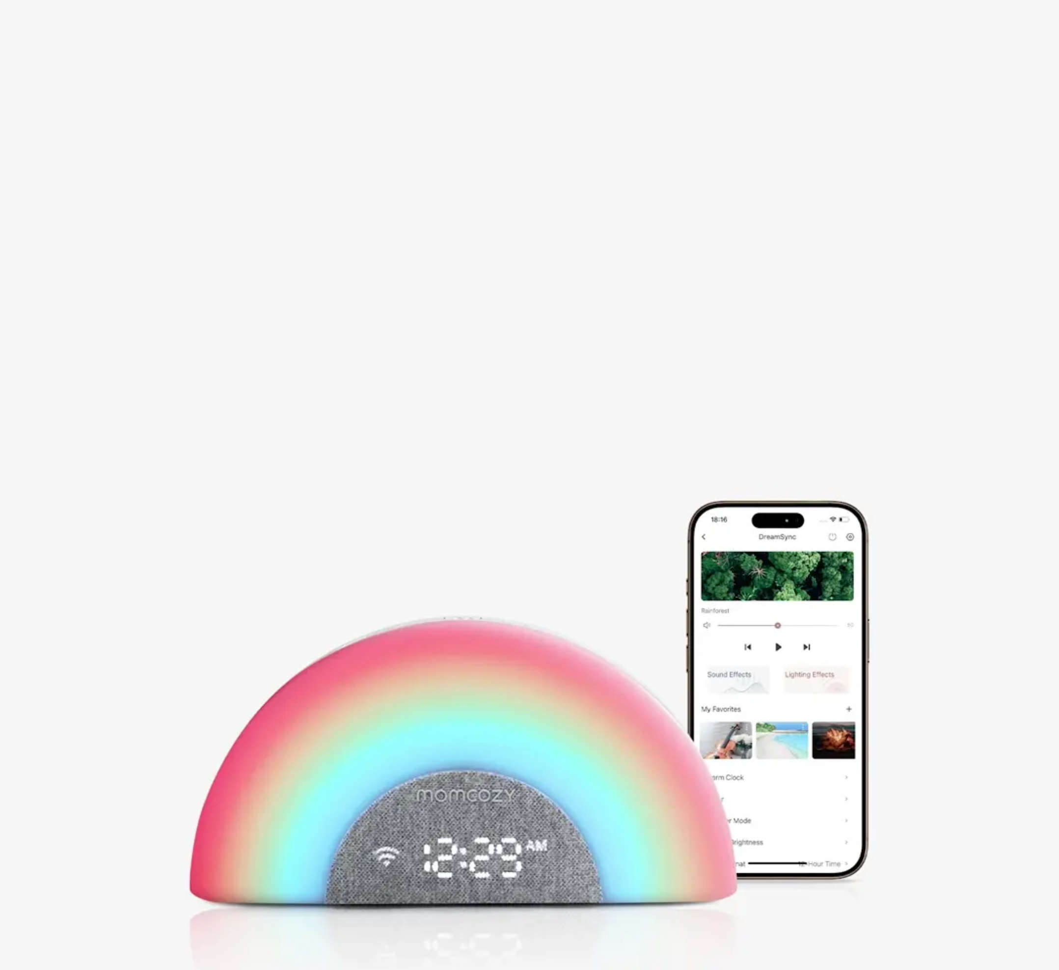 Momcozy DreamSync Tech™ Smart Baby Sound Machine - Rainbow Light & App Control
