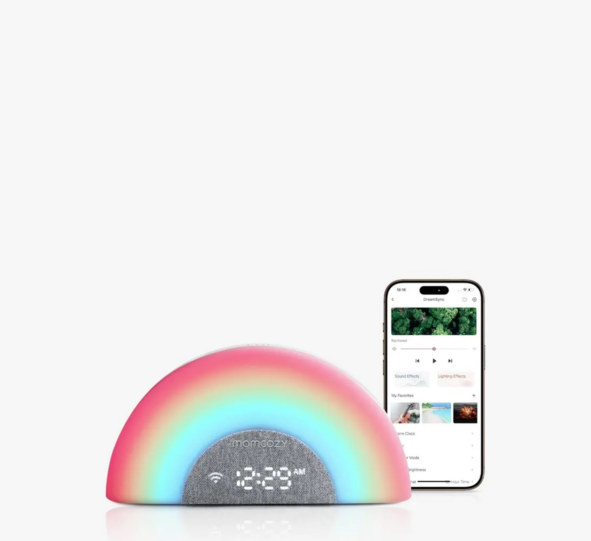 Makinë Inteligjente me Zë për Bebe Momcozy DreamSync Tech™ - Dritë Ylberi dhe Kontroll Aplikacioni