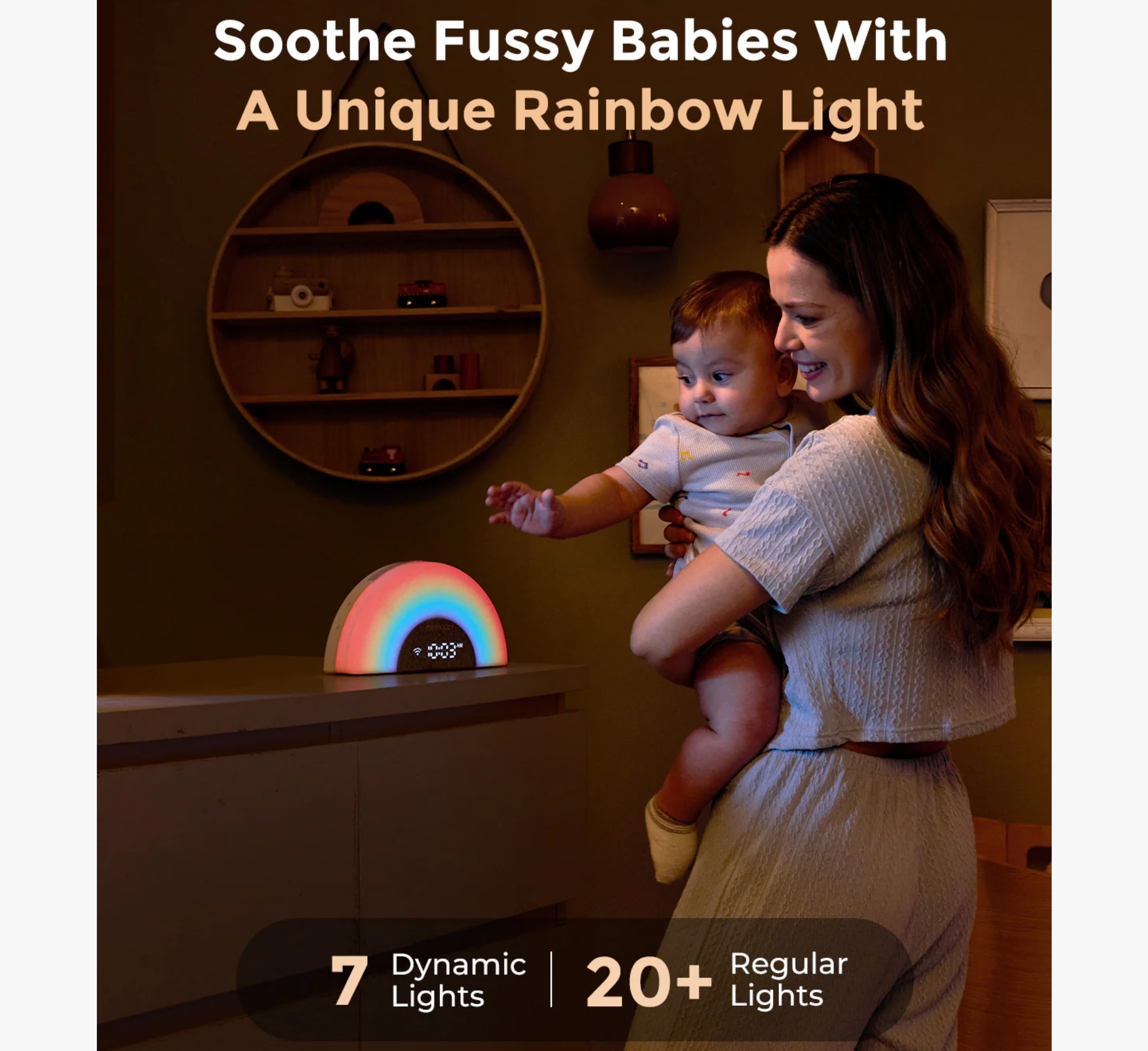Momcozy DreamSync Tech™ Smart Baby Sound Machine - Rainbow Light & App Control