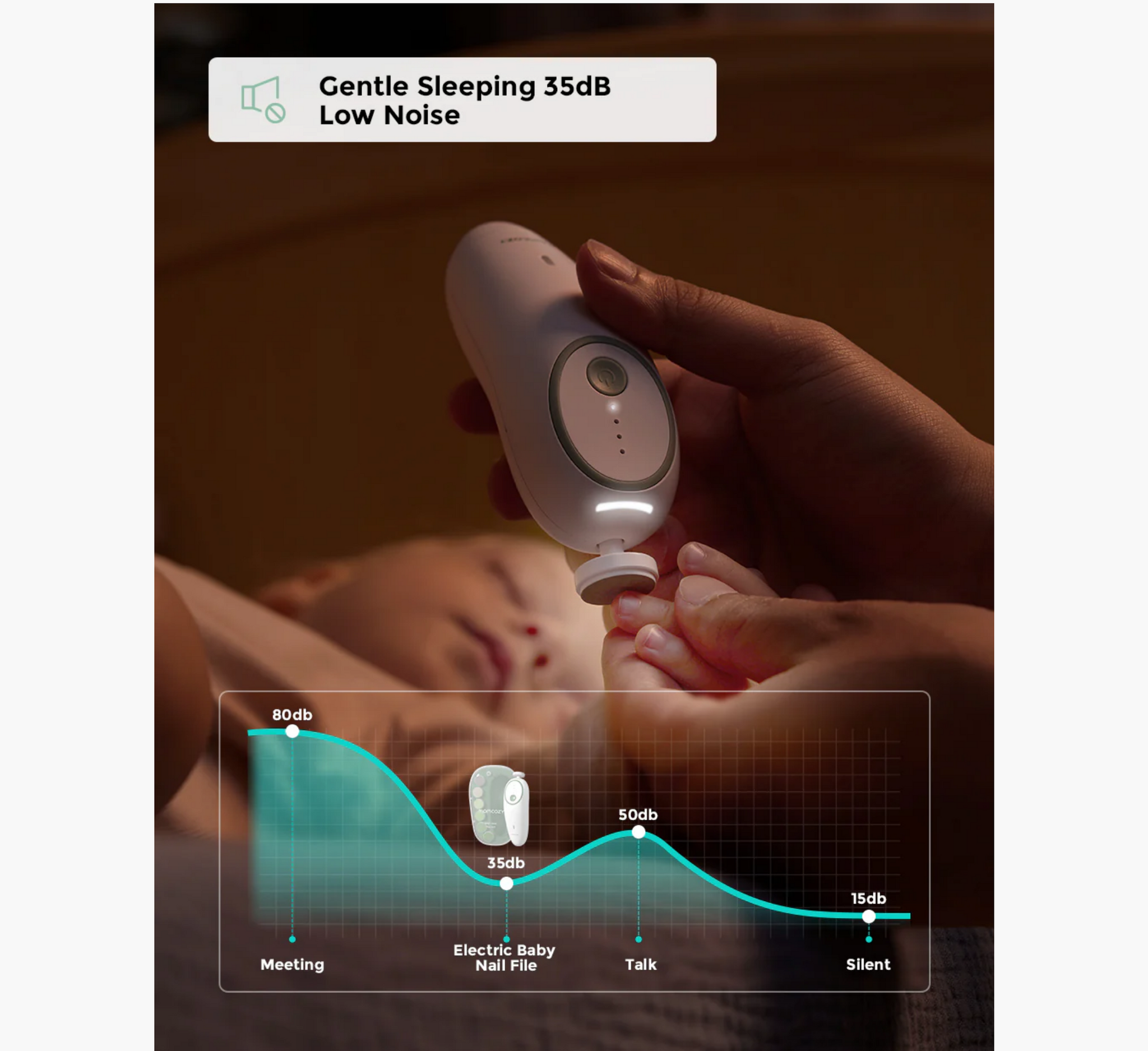 Set limesh elektrike për thonj për foshnje Momcozy - Zhurmë e ulët 