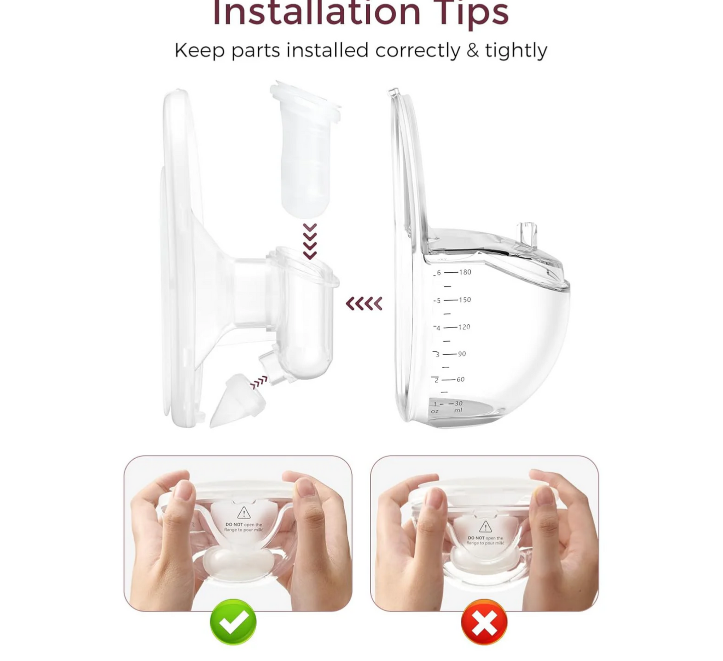 Set enësh për mbledhjen e qumështit Momcozy me fllanxhë 24 mm për celular Stil M6