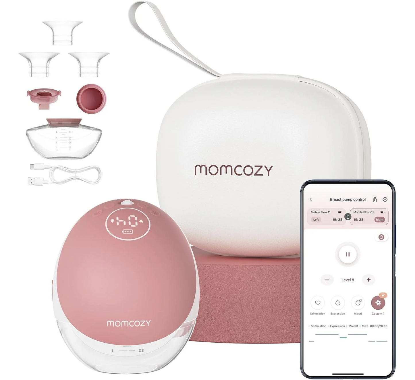 Pompë gjiri e dyfishtë pa duar Momcozy Mobile Flow™ | M9