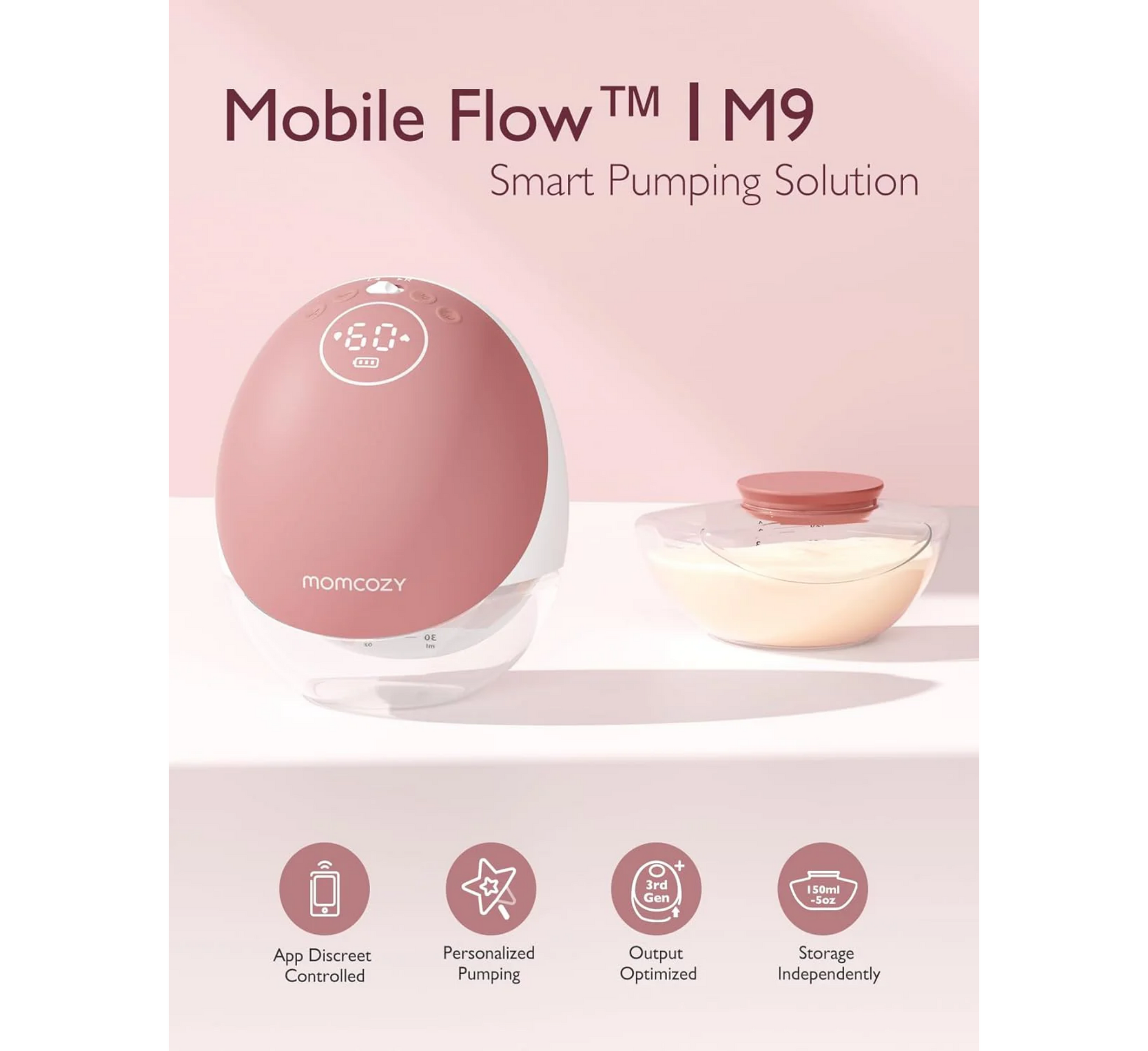 Pompë gjiri e dyfishtë pa duar Momcozy Mobile Flow™ | M9