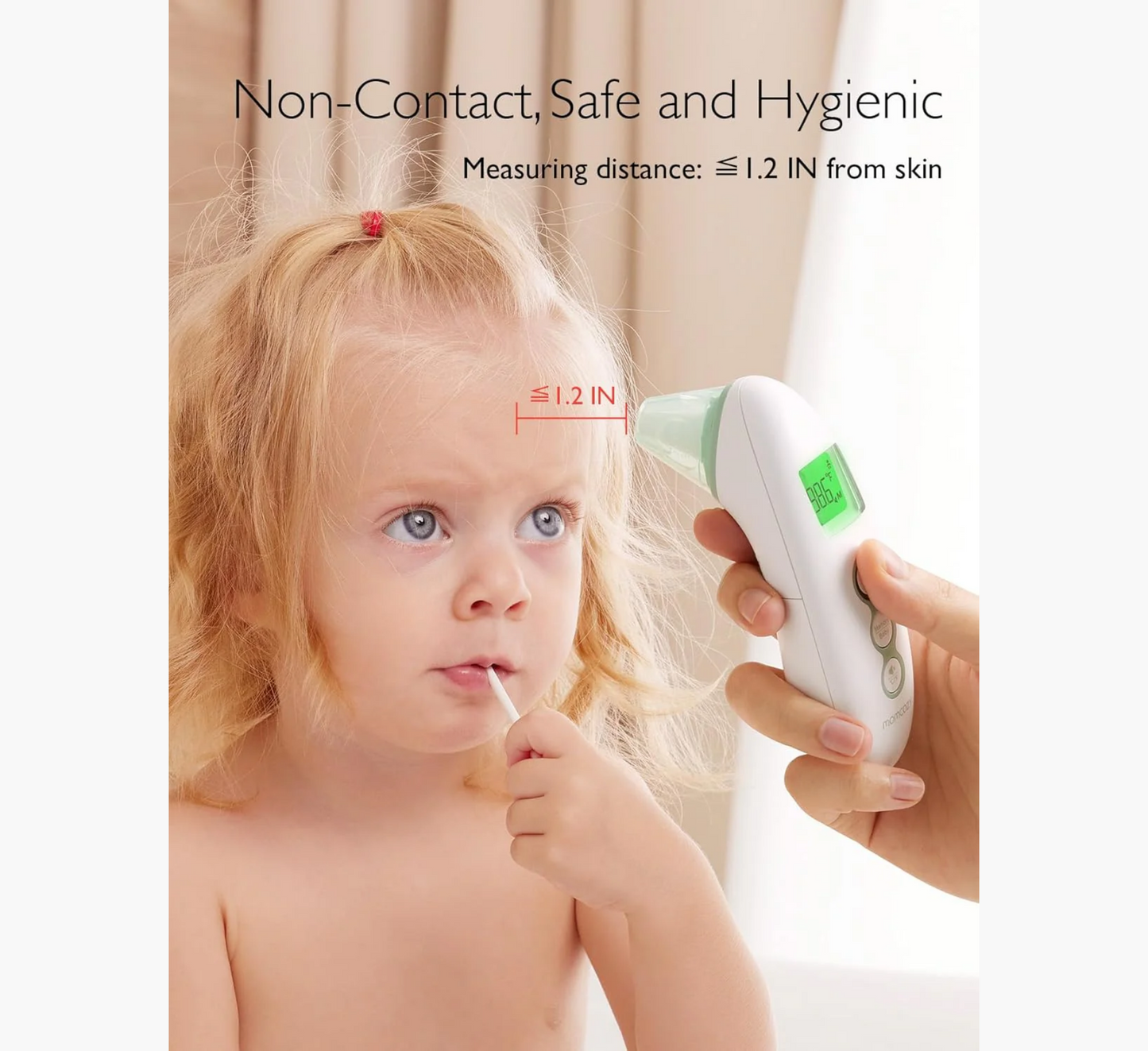 Termometër me infra të kuqe pa kontakt për ballë dhe vesh Momcozy