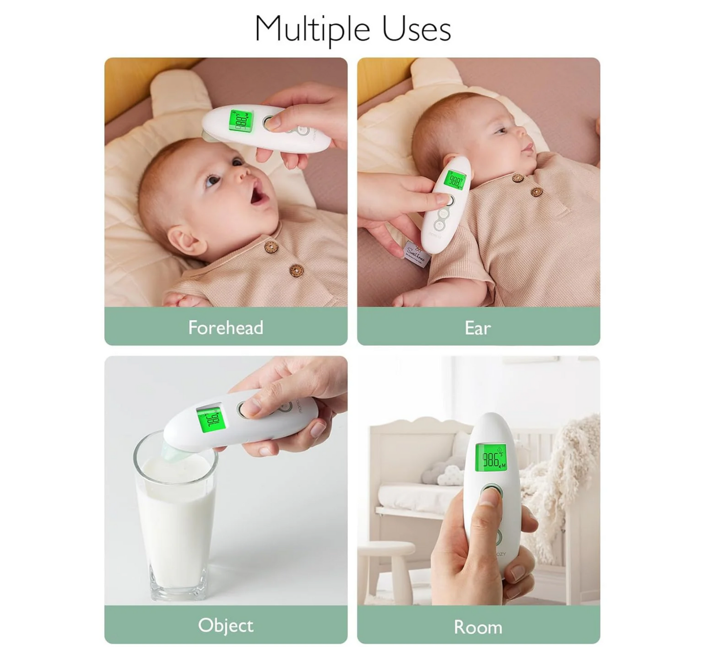 Termometër me infra të kuqe pa kontakt për ballë dhe vesh Momcozy