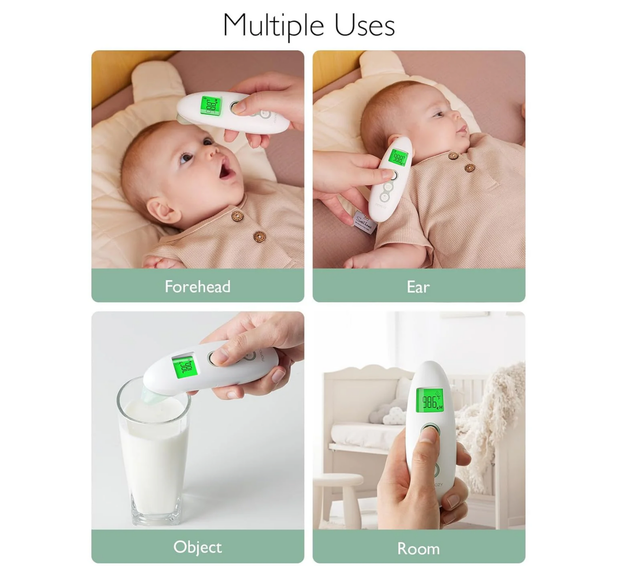 Termometër me infra të kuqe pa kontakt për ballë dhe vesh Momcozy