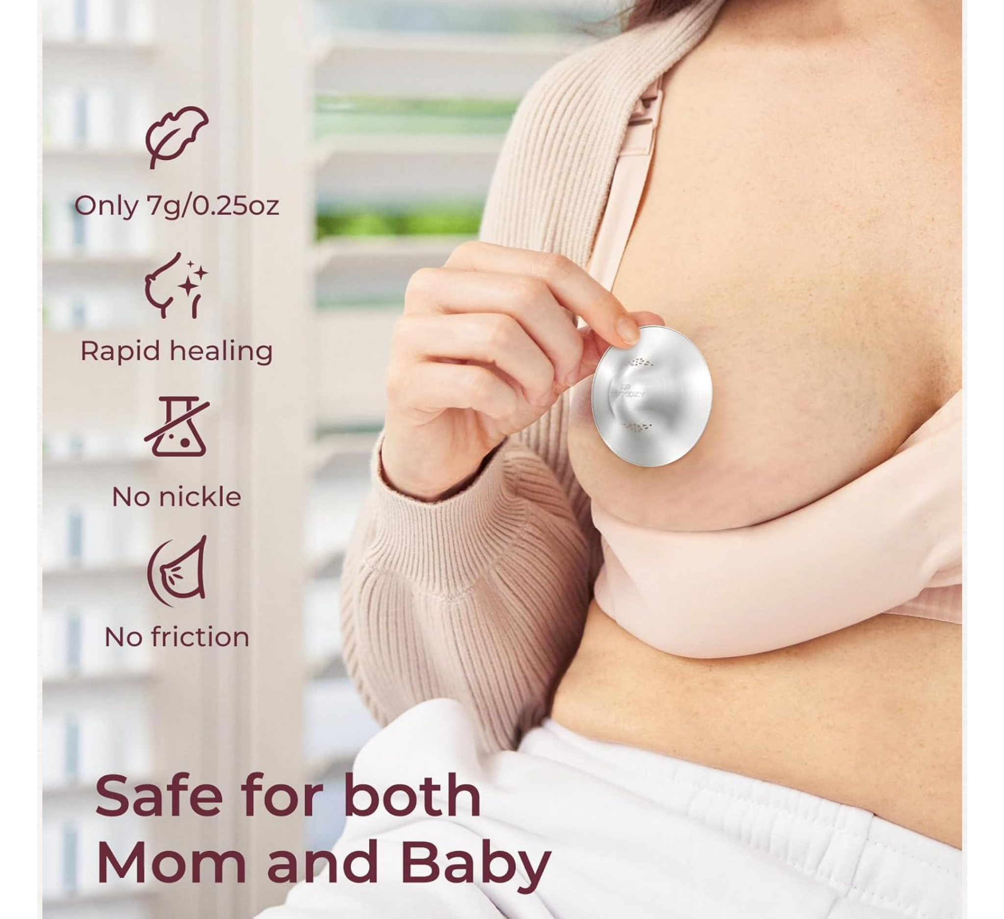 Mbrojtëse thithkash Momcozy Original prej argjendi 999