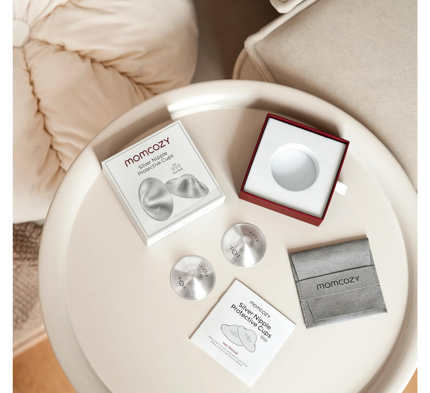 Mbrojtëse thithkash Momcozy Original prej argjendi 999