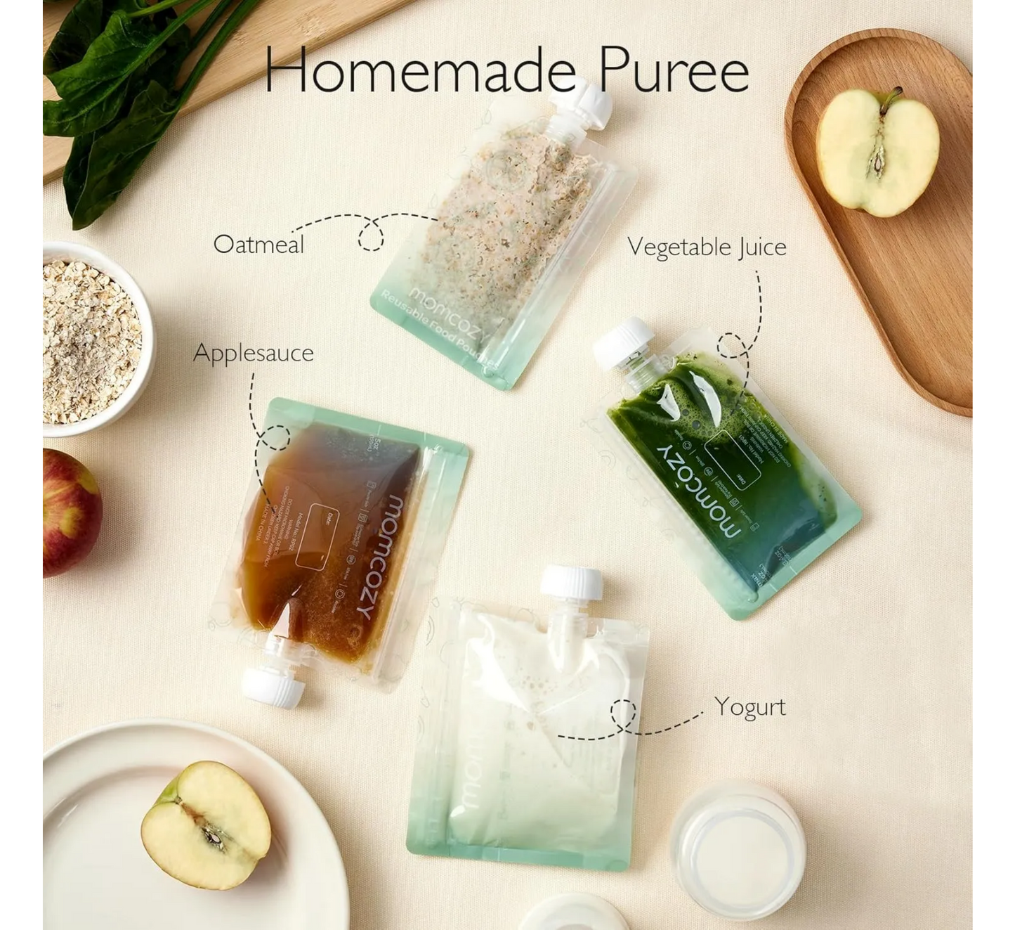 Momcozy Reusable Baby Food Pouches (Pack of 10)