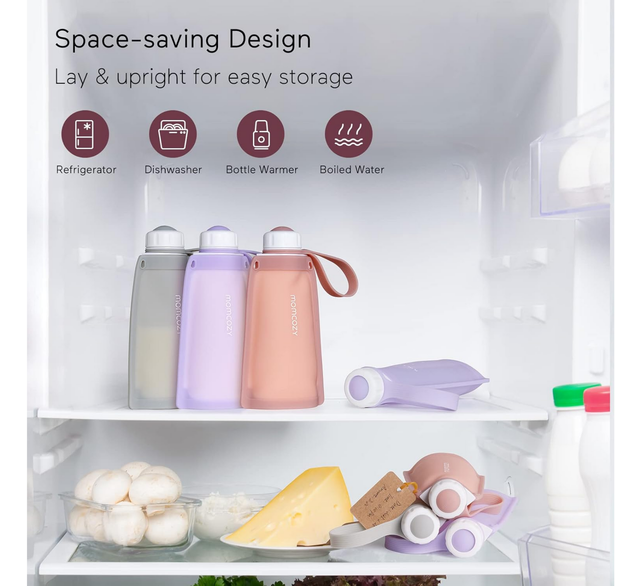 Momcozy Reusable Silicone Breastmilk Bags for Breastfeeding *5pcs