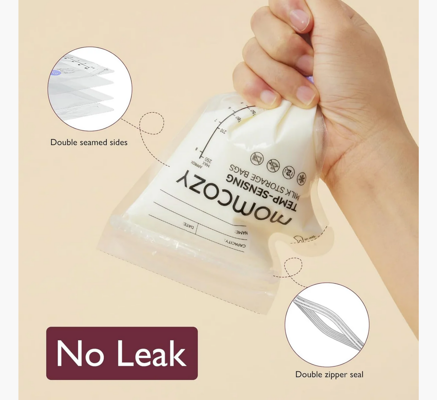 Qese për Ruajtjen e Qumështit të Gjirit Momcozy Spout *60 copë