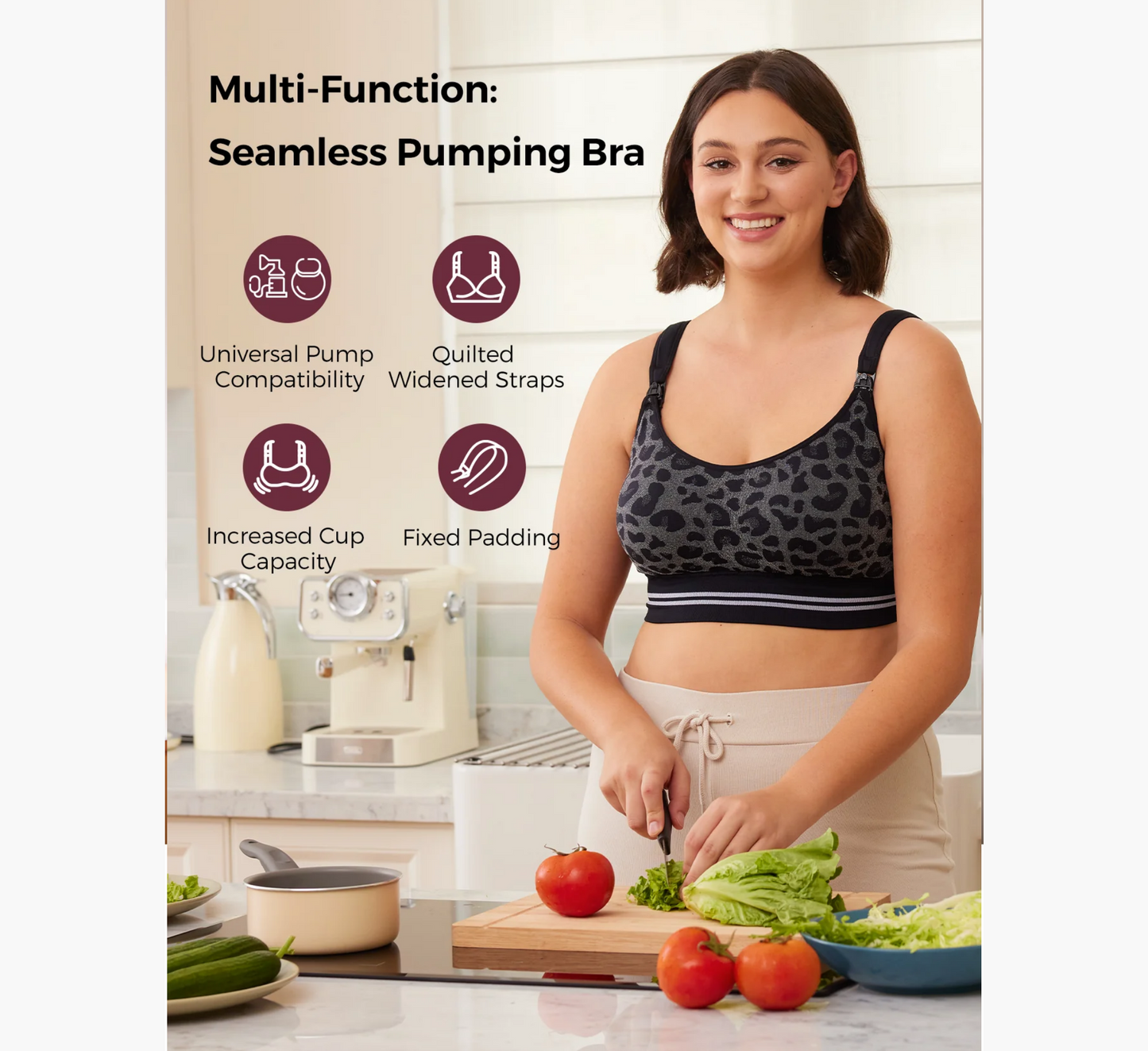 Sutjena Momcozy YN12 4 në 1 me pompë pa duar, ngjyrë leopardi