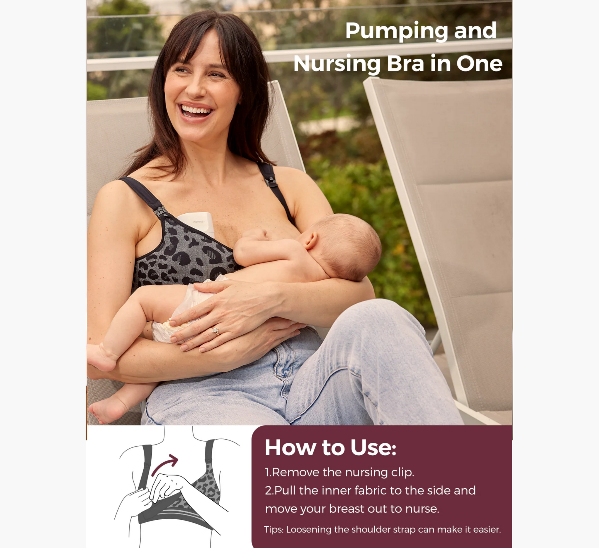 Sutjena Momcozy YN12 4 në 1 me pompë pa duar, ngjyrë leopardi