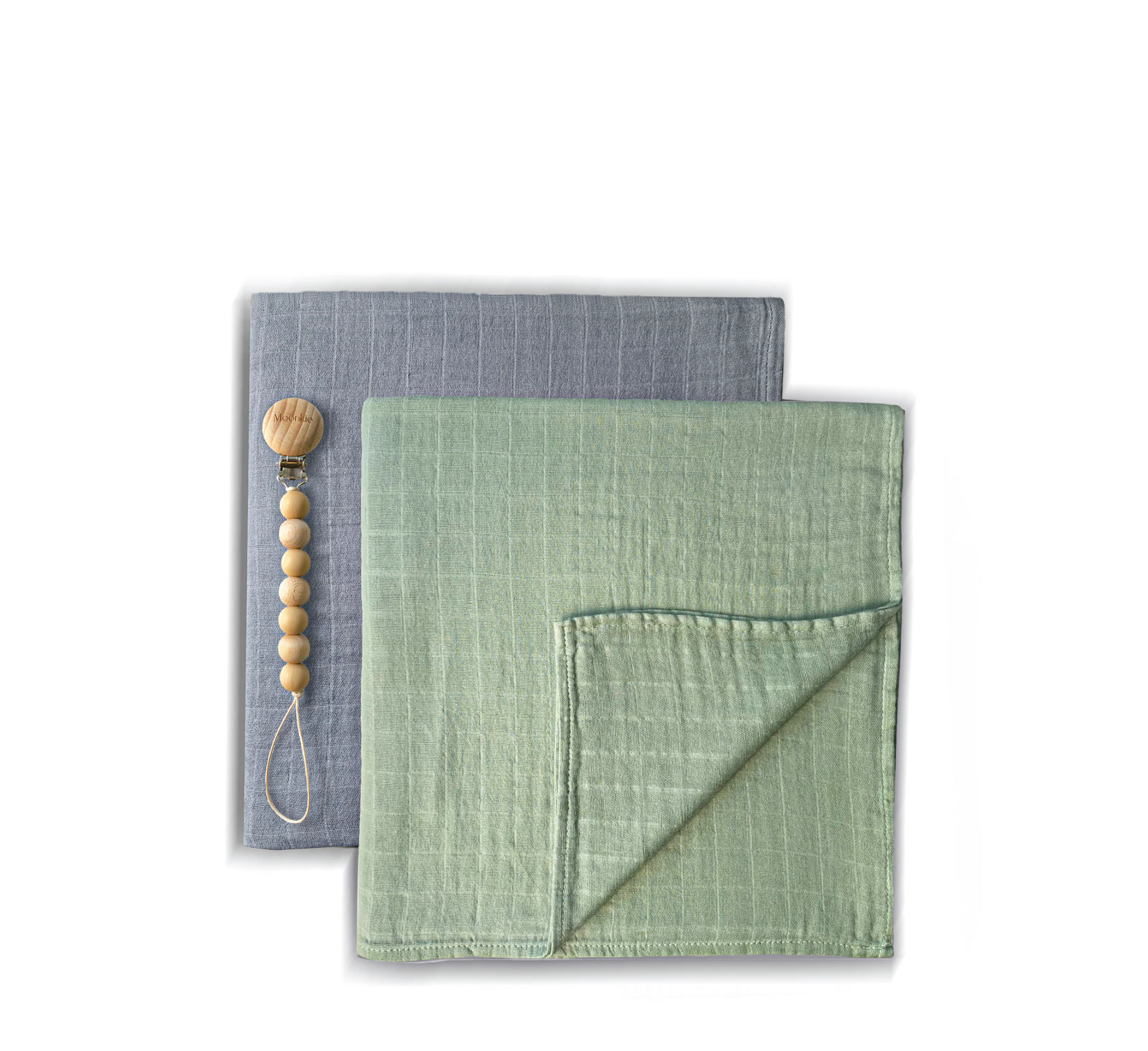 Moonkie Muslin Swaddle Blanket - 2 Pack (+ Pacifier Clip)