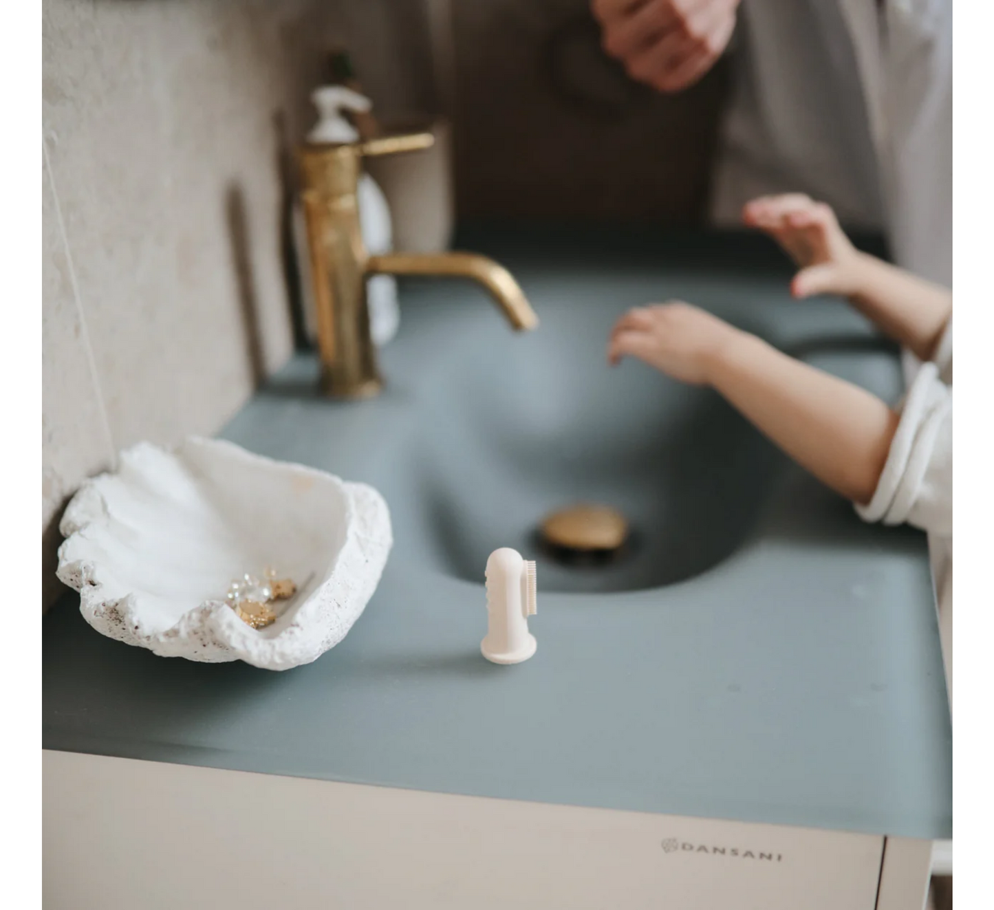 Furça dhëmbësh me gisht për fëmijë Mushie, pako me 2 copë