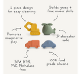 Set lojërash për banjo Mushie Baby Vehicles pa myk - Pako me 4 copë (10 muaj+)