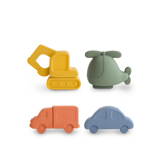 Mushie Baby Vehicles Mold Free Bath Play Set - 4 Pack (10 months+)