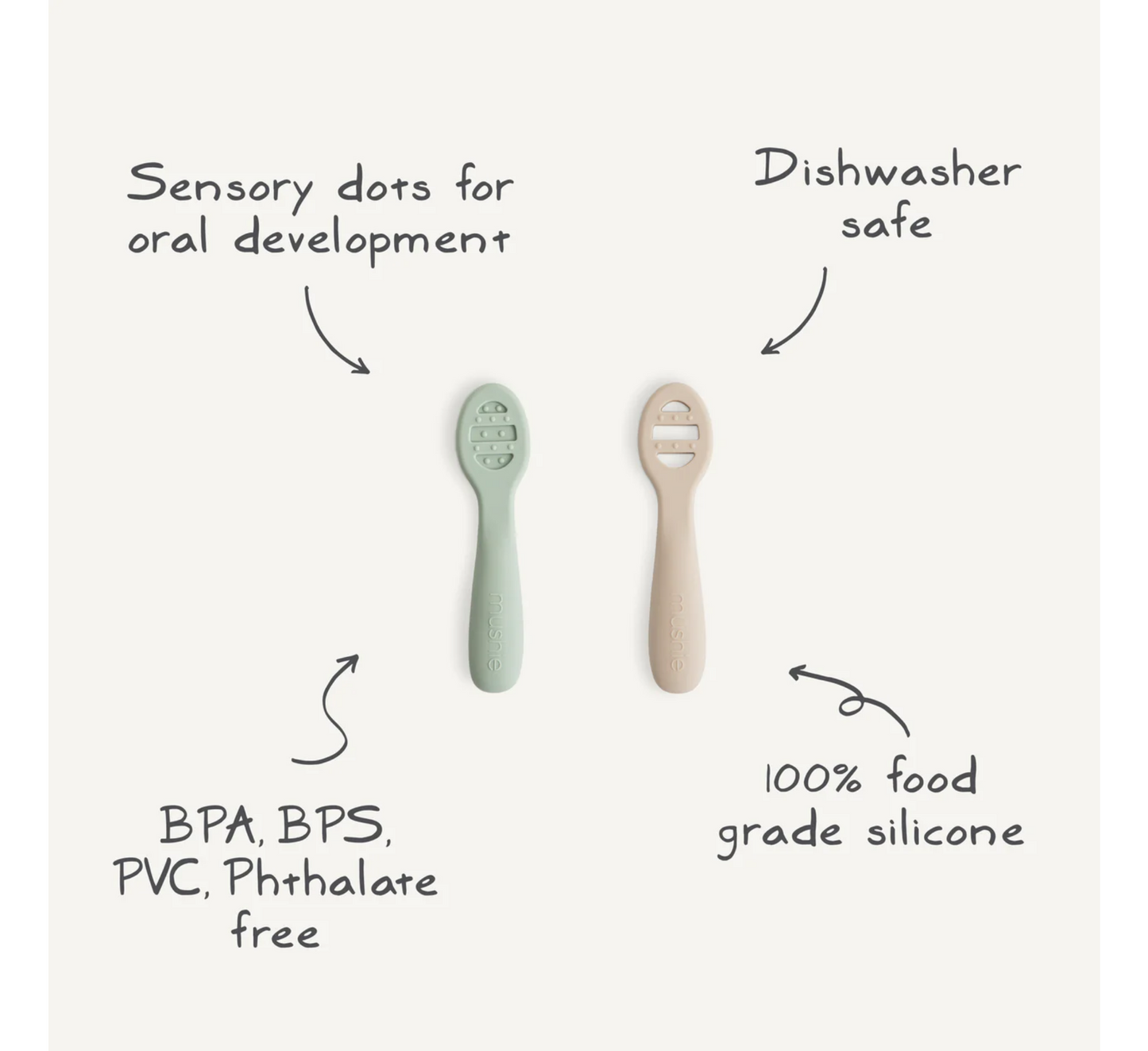 Mushie First Feeding Baby Spoons 2-Pack (6 months+)