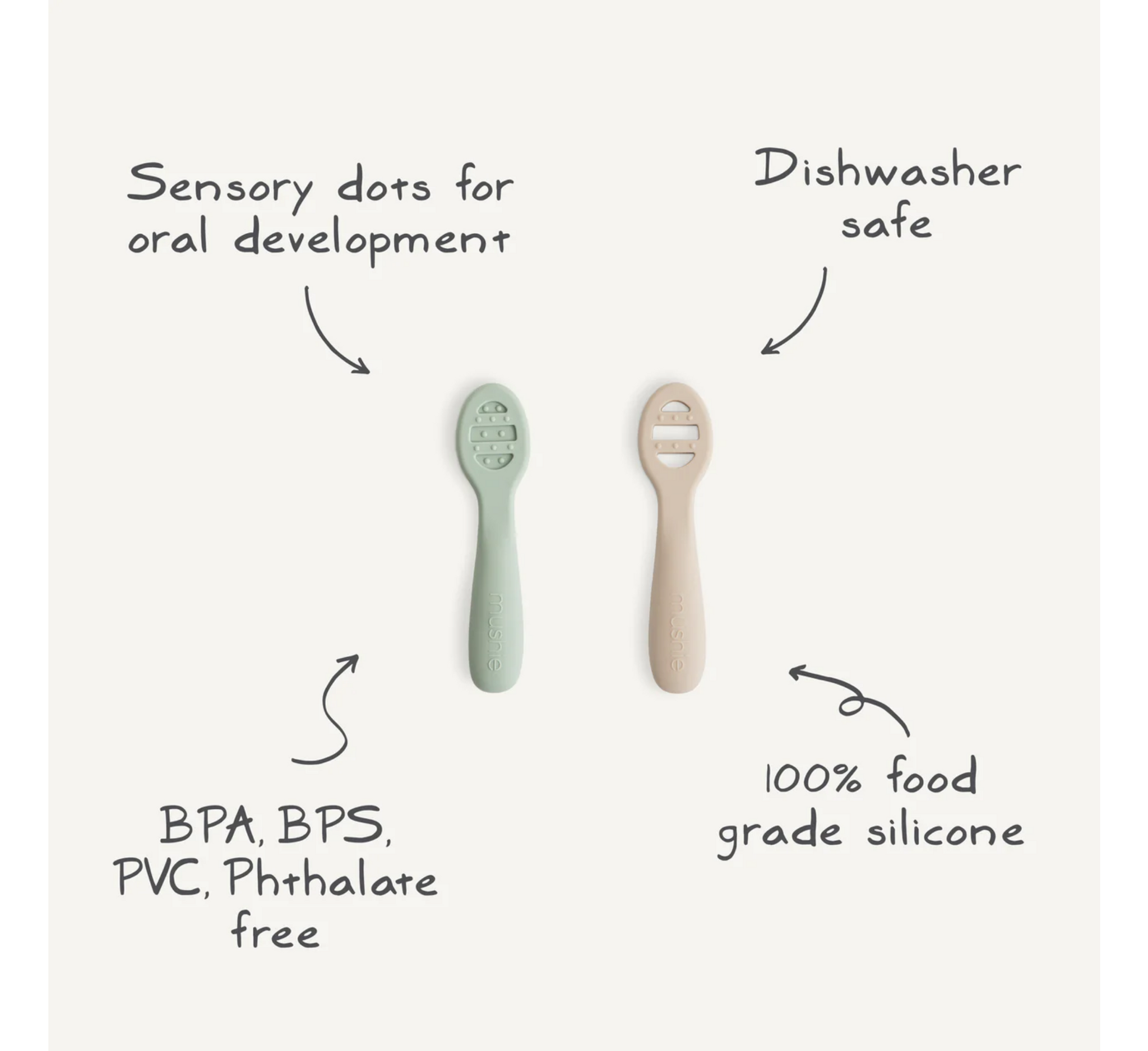 Mushie First Feeding Baby Spoons 2-Pack (6 months+)