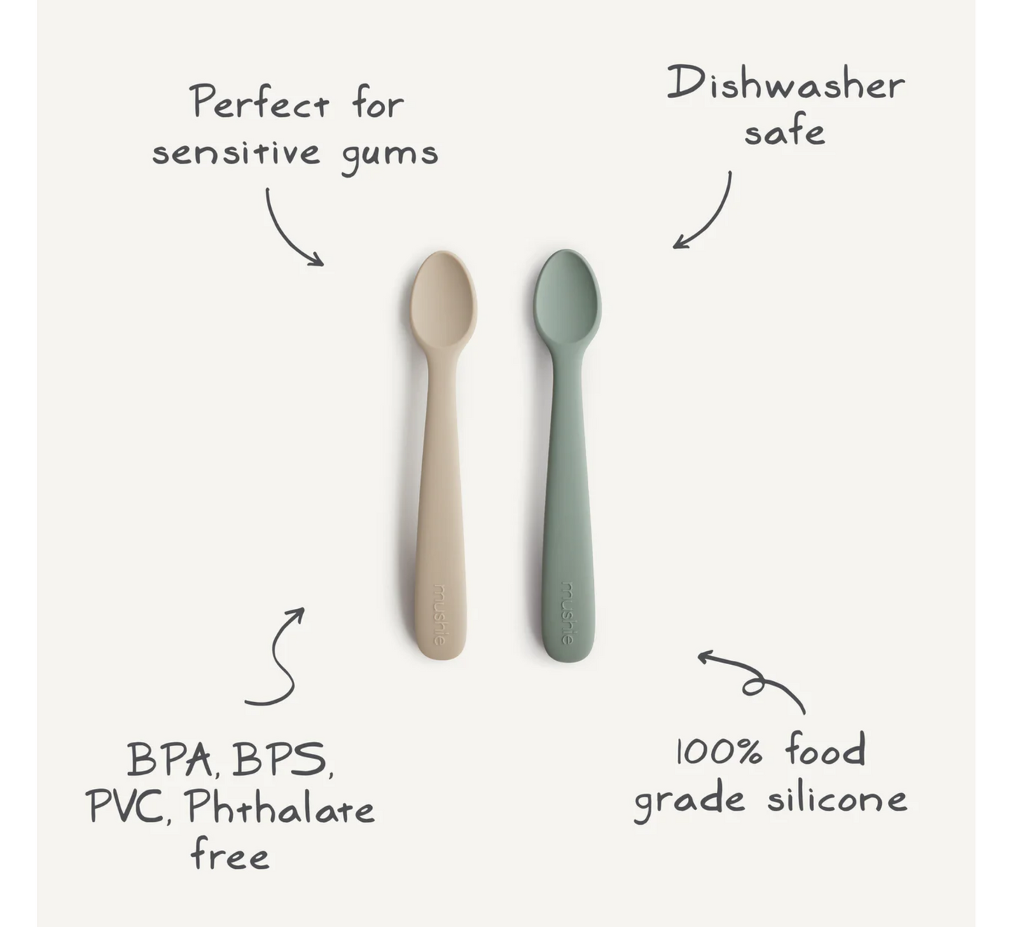 Mushie Silicone Feeding Spoons 2-Pack (6 months+)