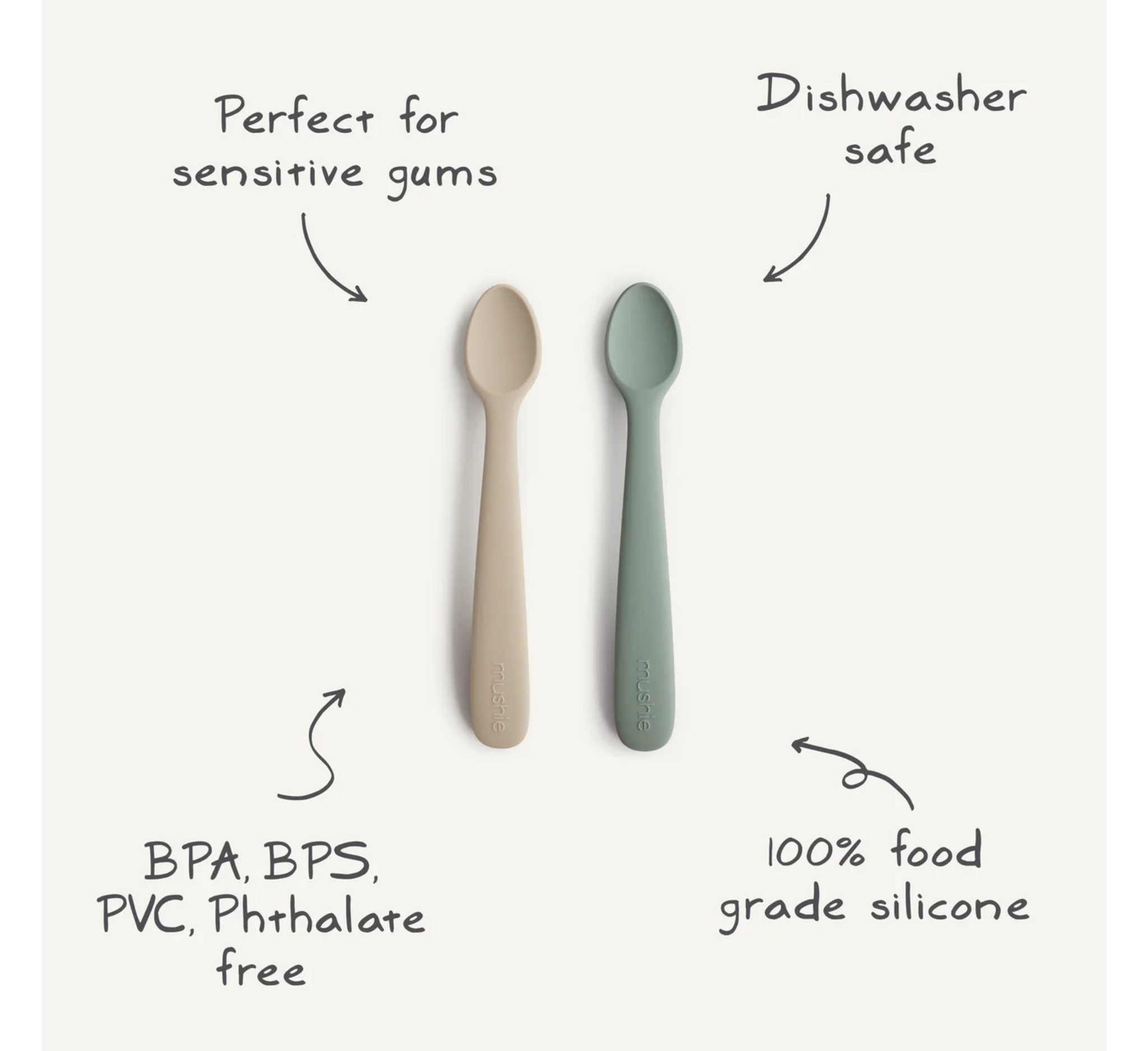 Mushie Silicone Feeding Spoons 2-Pack (6 months+)