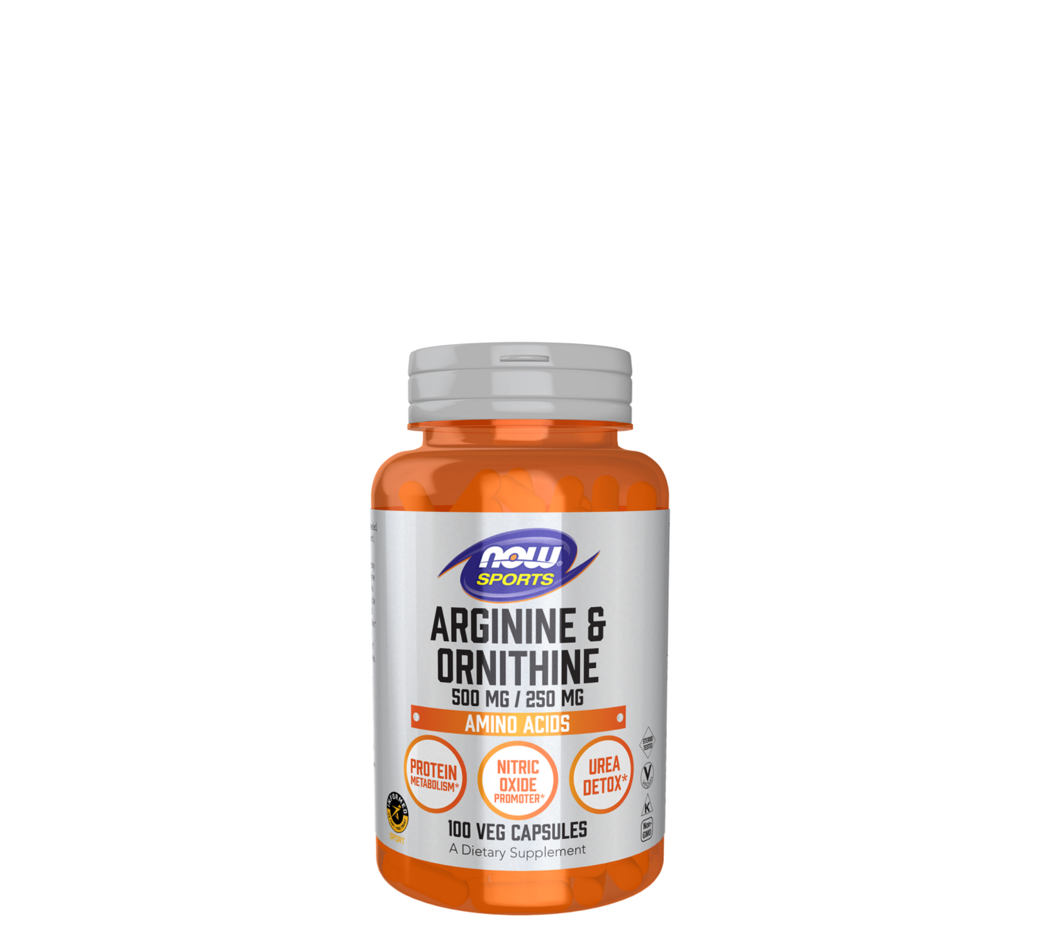 NOW Arginine &amp; Ornithine 500 mg / 250 mg *100 Kapsula Vegjetariane 